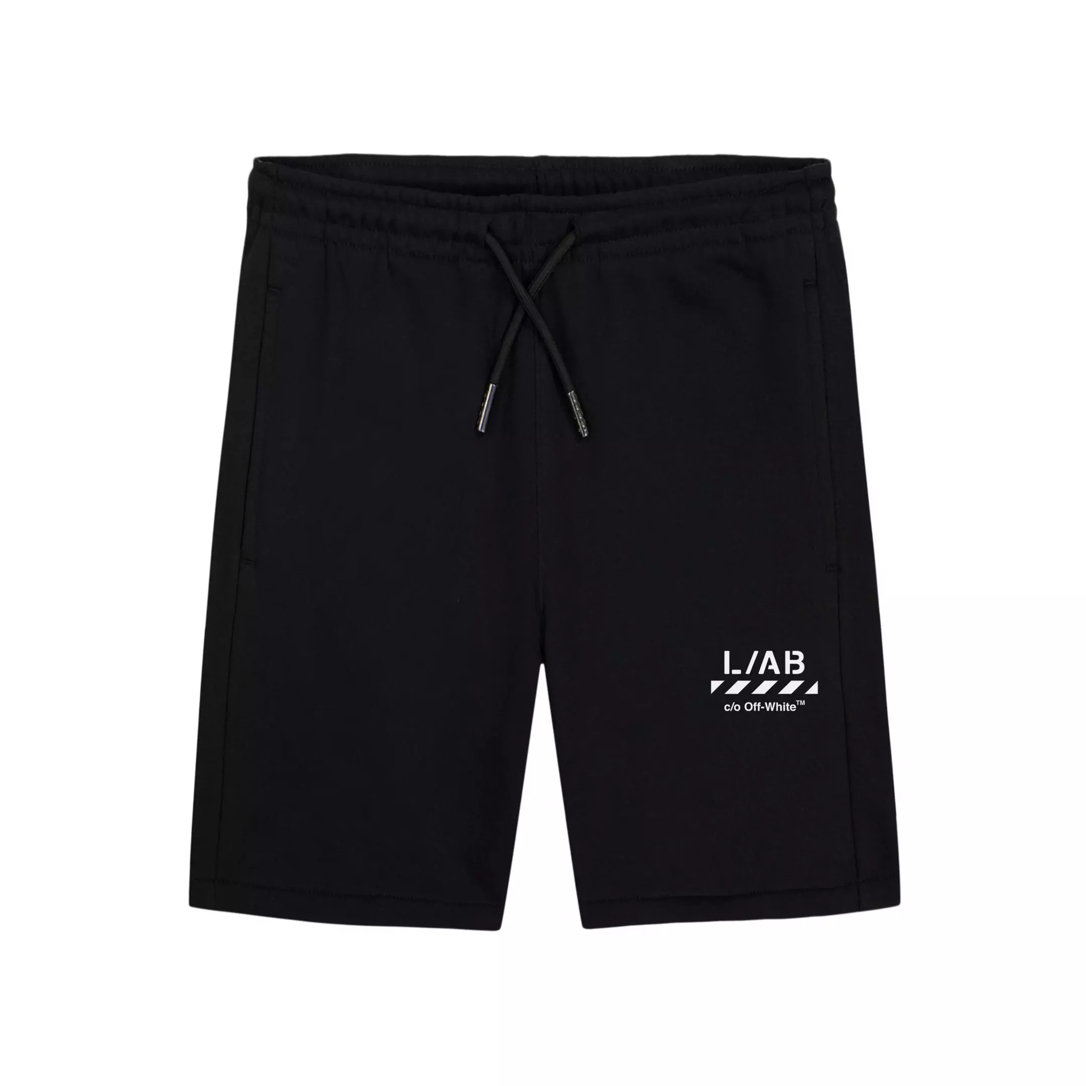 L/AB c/o Off-White Big Boys' Logo Basic Shorts - Black - BLACK