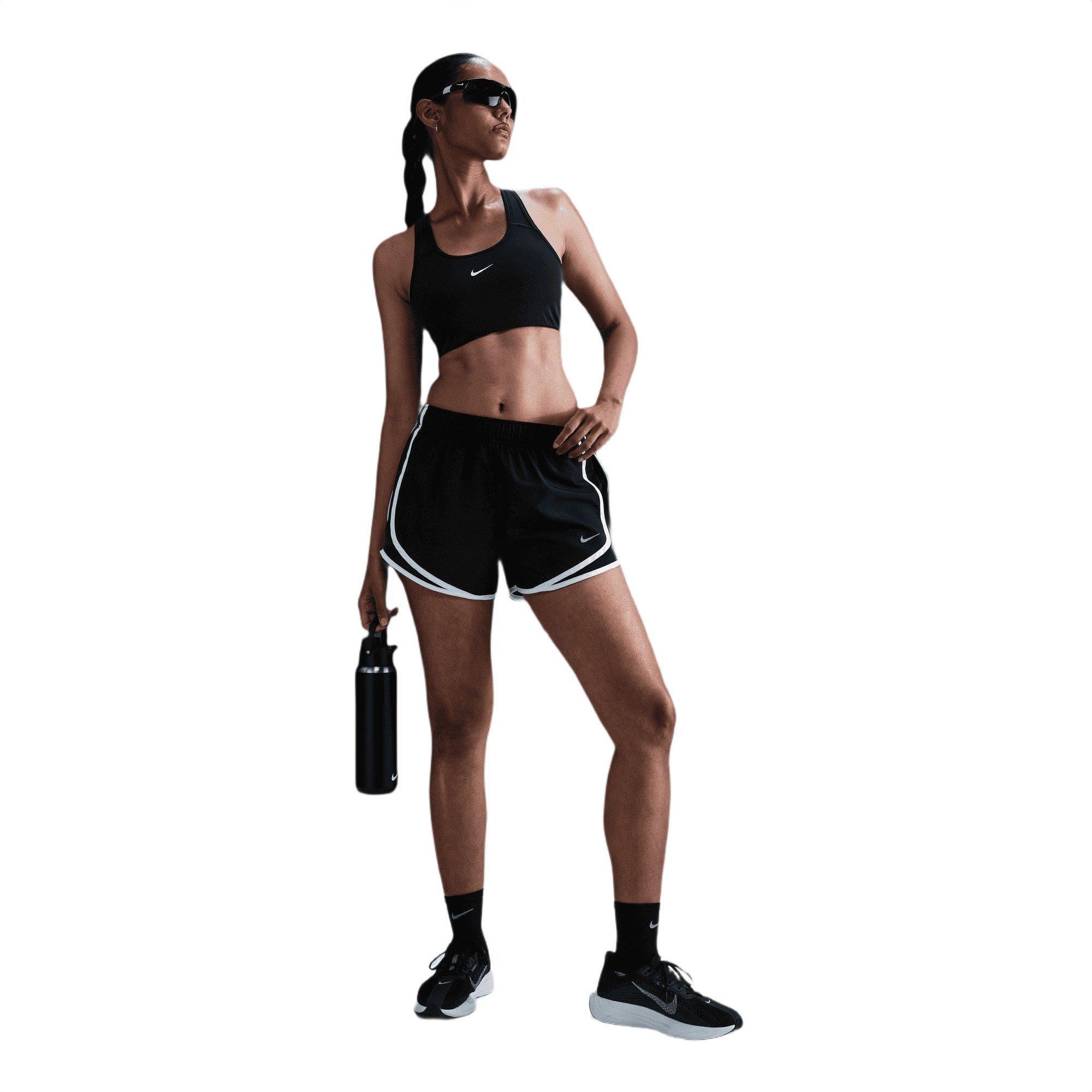 Nike Women's Tempo Dri-FIT Mid-Rise Brief-Lined Running Shorts - Black/White - BLACK/WHITE Thumbnail View 1