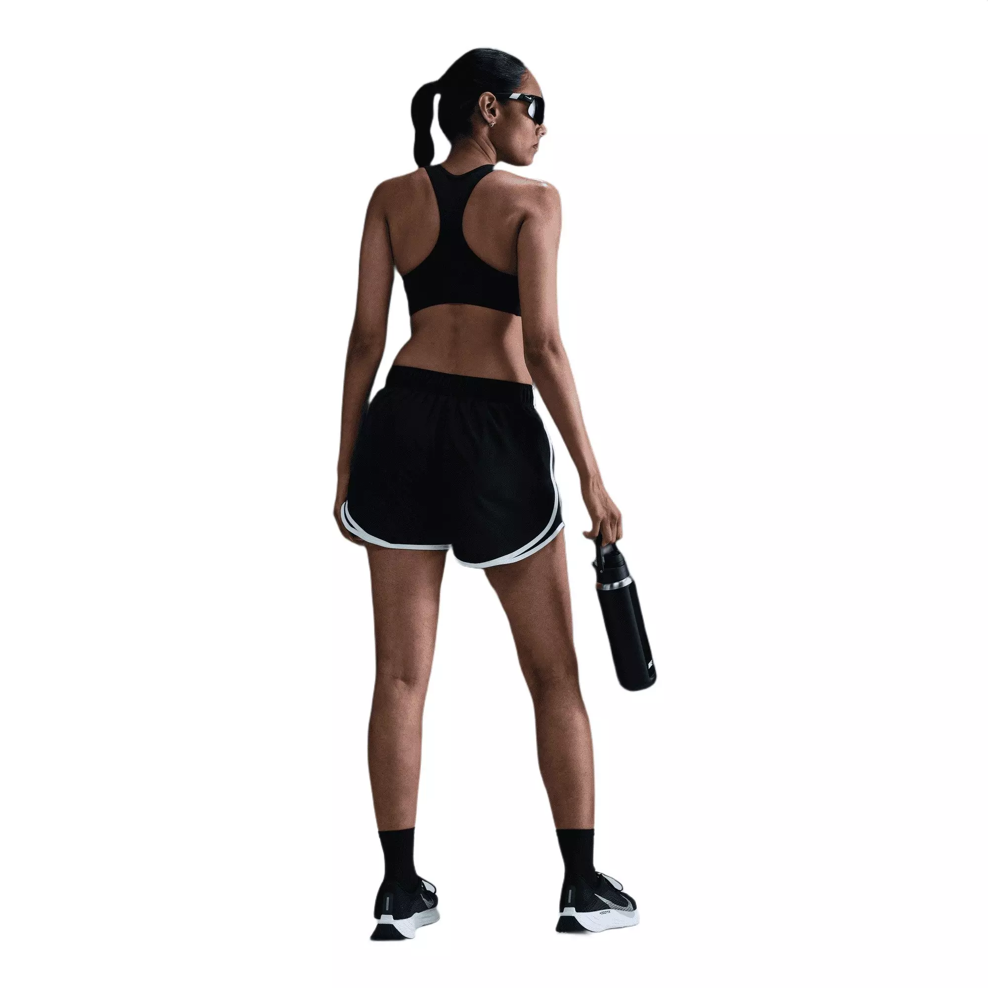 Nike Women's Tempo Dri-FIT Mid-Rise Brief-Lined Running Shorts - Black/White - BLACK/WHITE