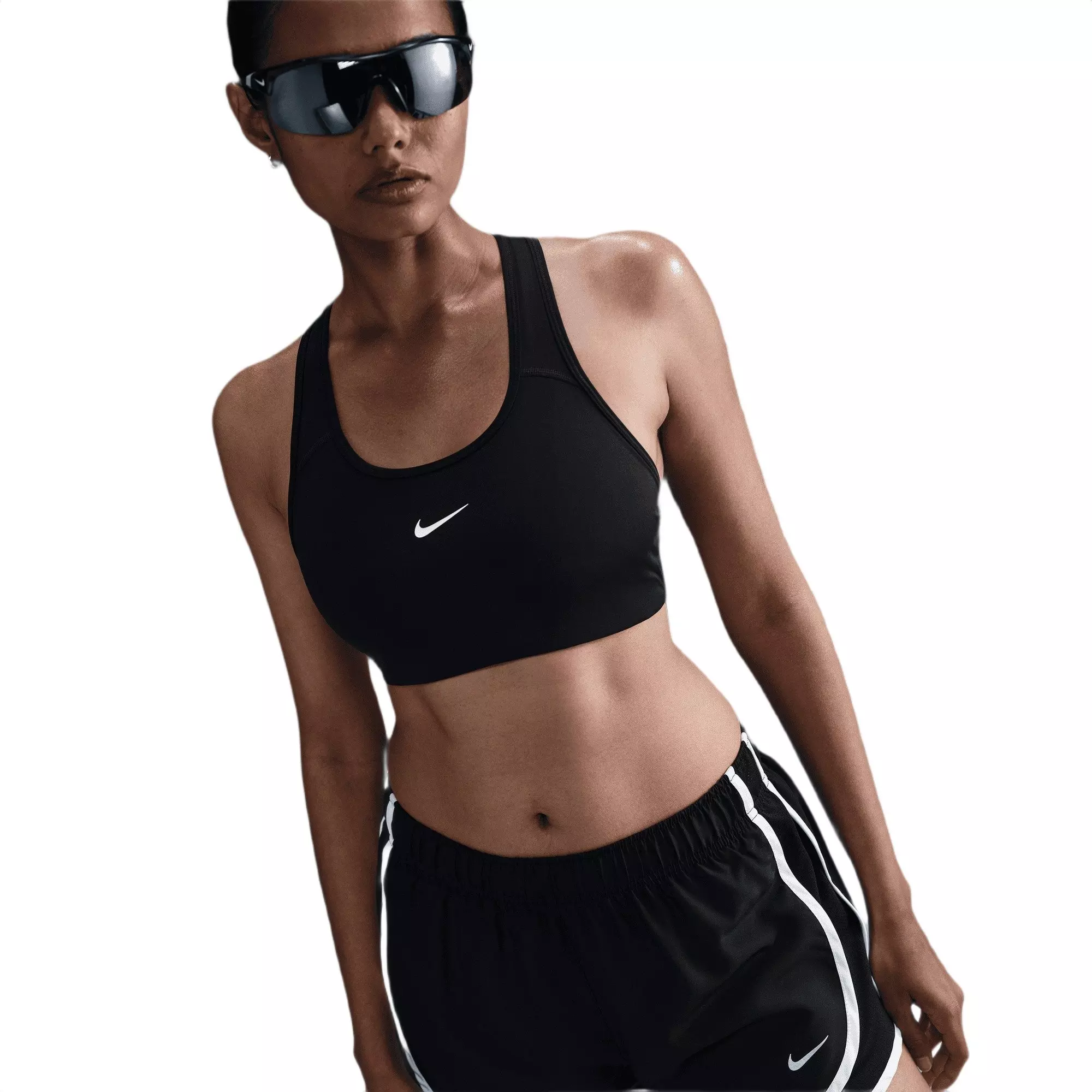 Nike Women's Tempo Dri-FIT Mid-Rise Brief-Lined Running Shorts - Black/White - BLACK/WHITE