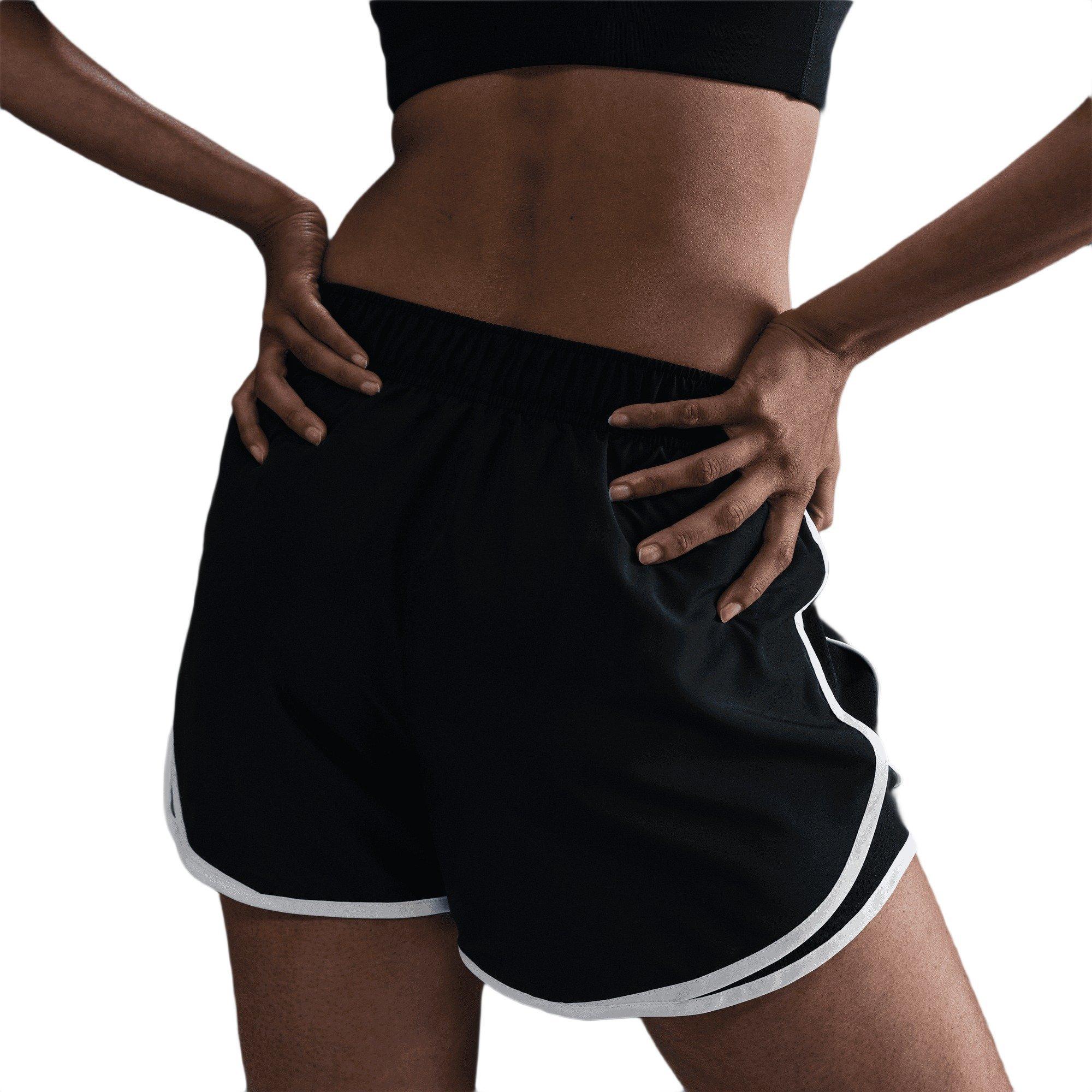 Nike Women's Tempo Dri-FIT Mid-Rise Brief-Lined Running Shorts - Black/White - BLACK/WHITE Thumbnail View 4