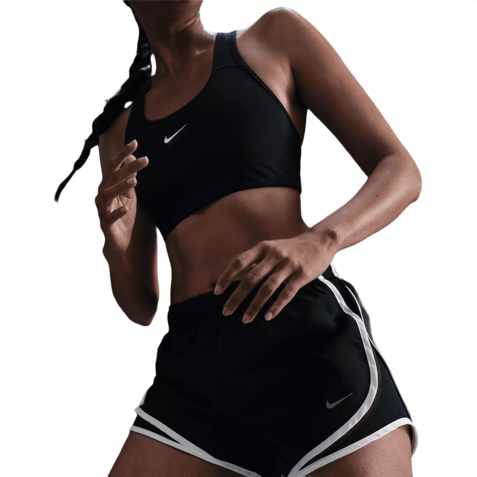 Nike Women's Tempo Dri-FIT Mid-Rise Brief-Lined Running Shorts - Black/White - BLACK/WHITE