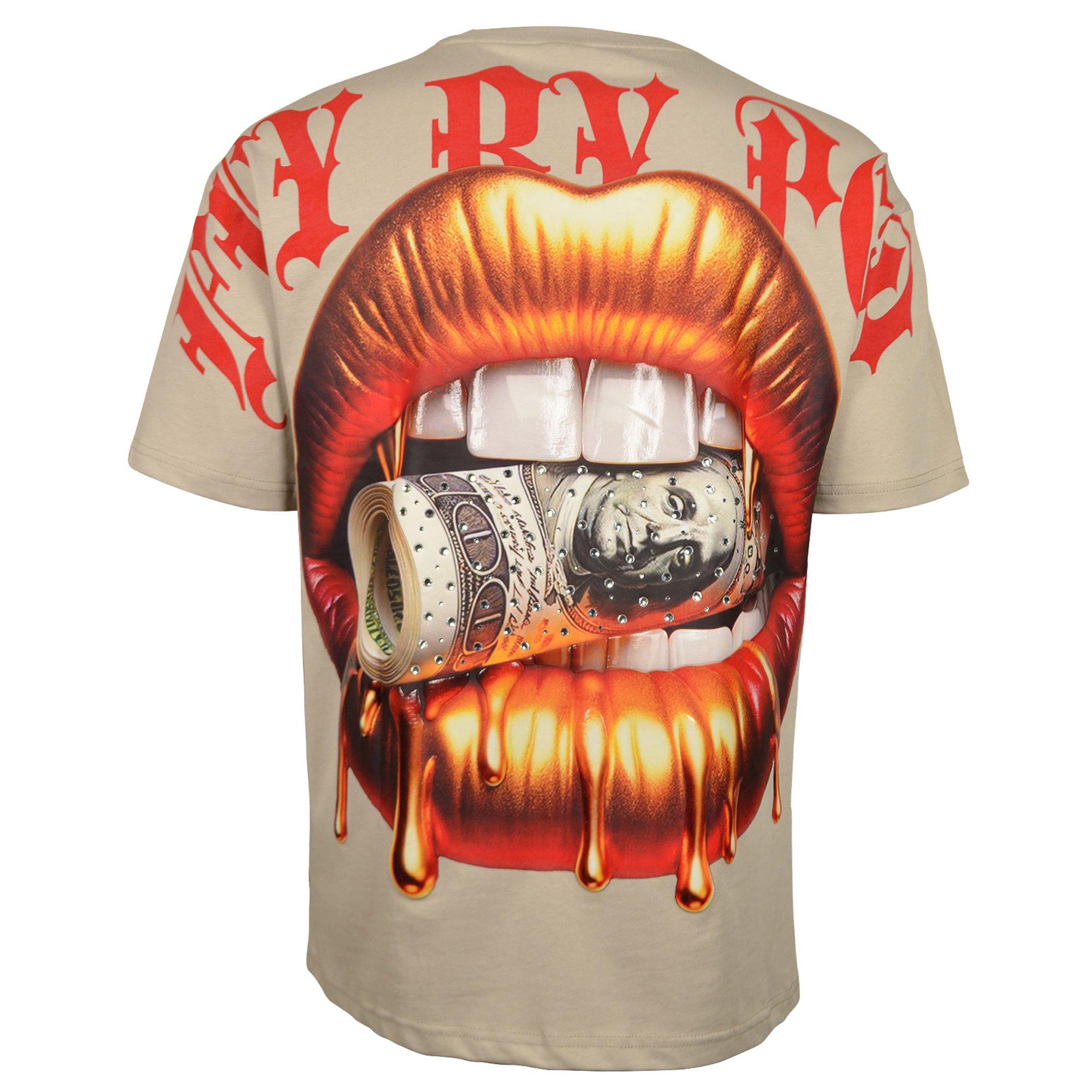 Streetz Iz Watchin Men's FBP Golden Lips Tee - TAN