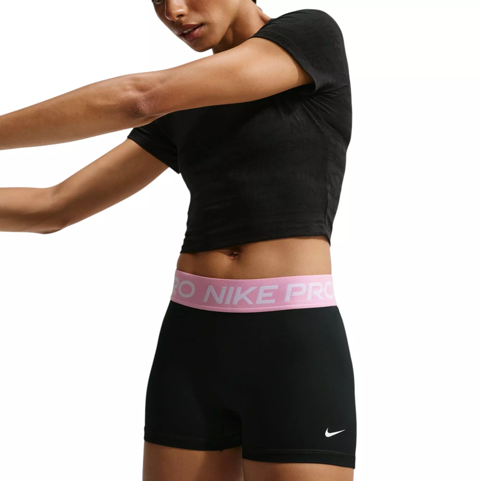 Nike Women's Pro 3-Inch Shorts - Black/Pink - BLACK/PINK