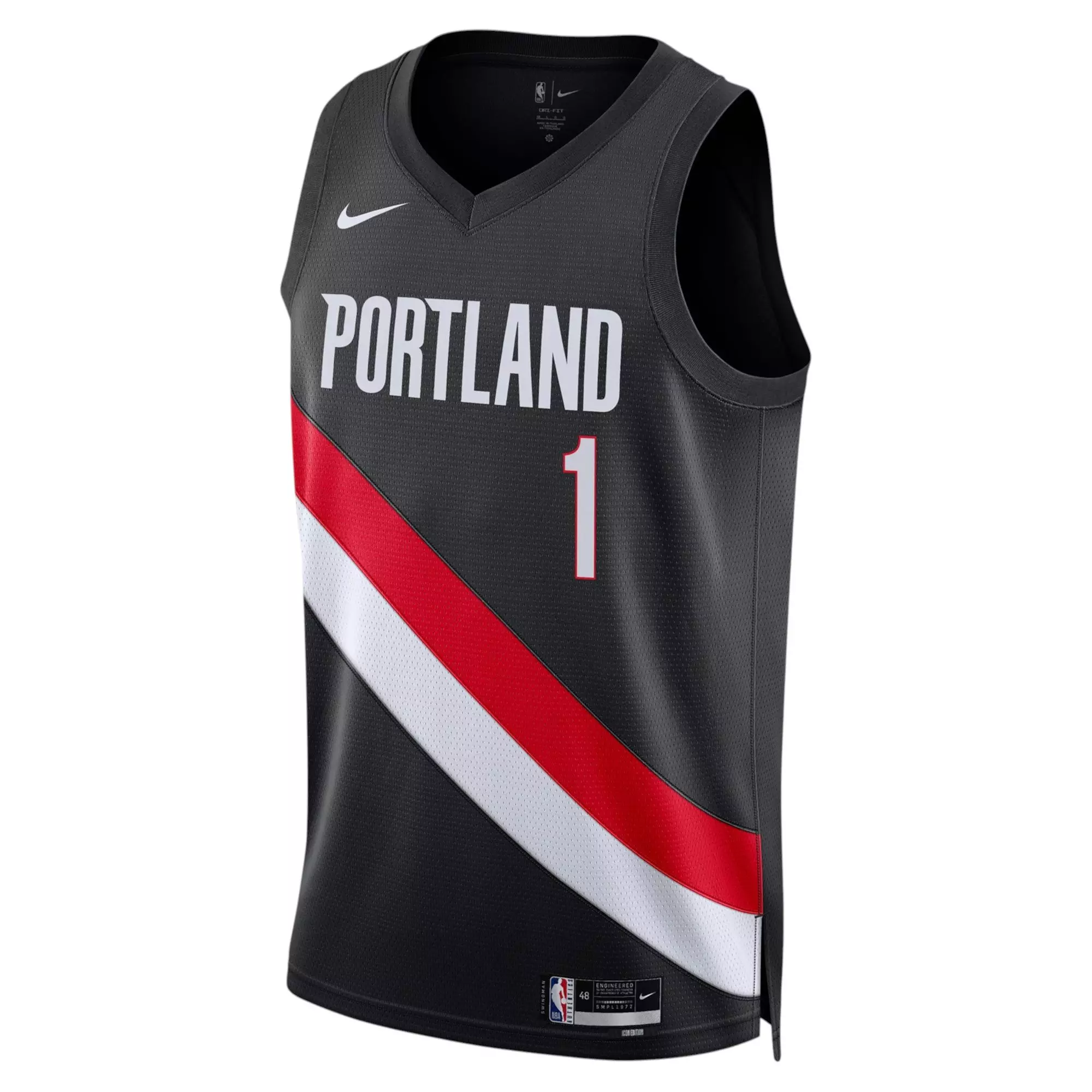 Nike Men's JA Portland Trail Blazers Icon Jersey - BLACK/RED
