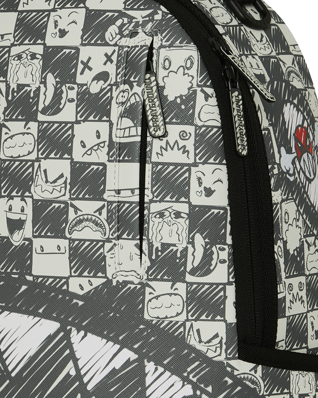 Sprayground Emote Check Backpack - Black/White - BLACK/WHITE