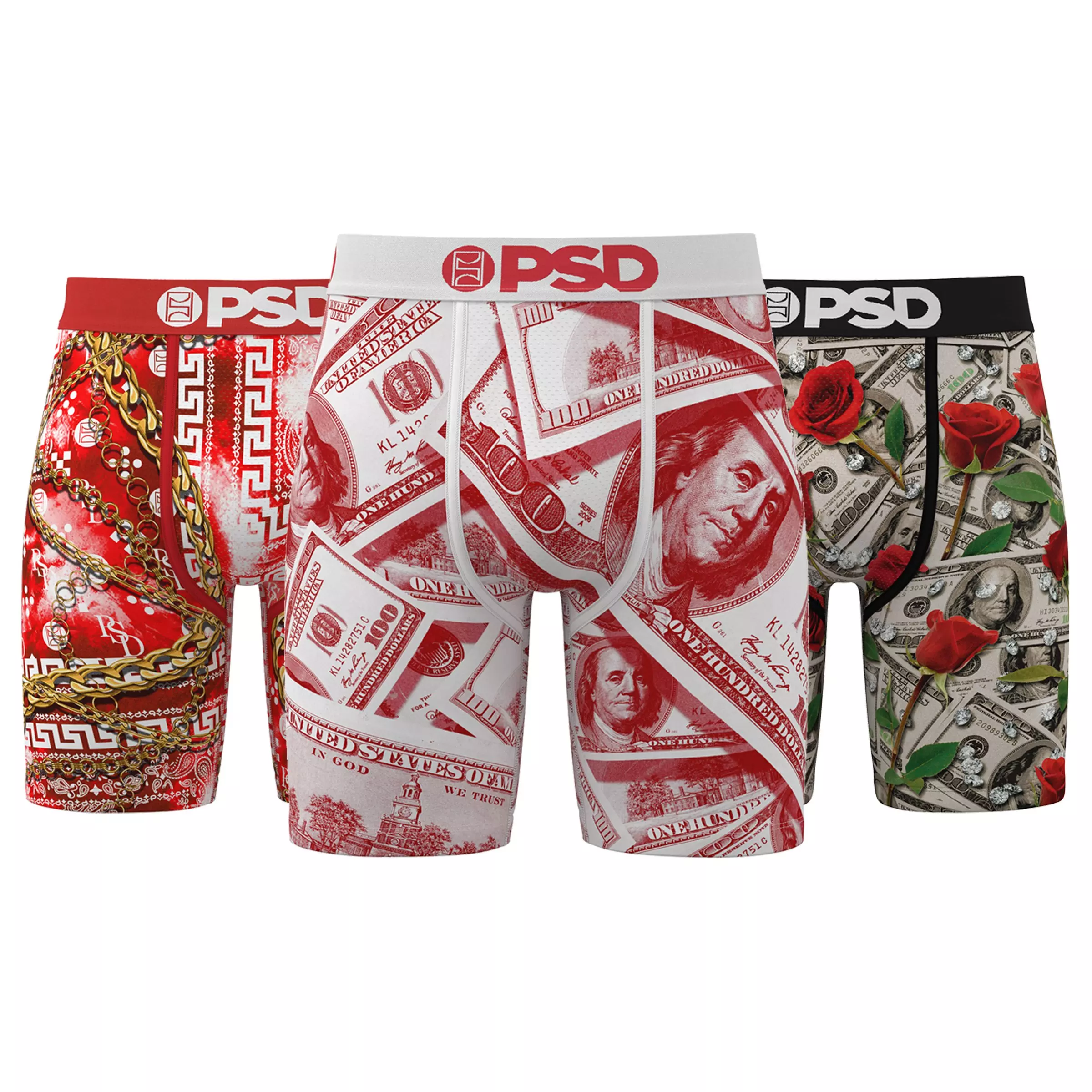 PSD Men's Red Luxury Underwear - 3PK - MULTI-COLOR