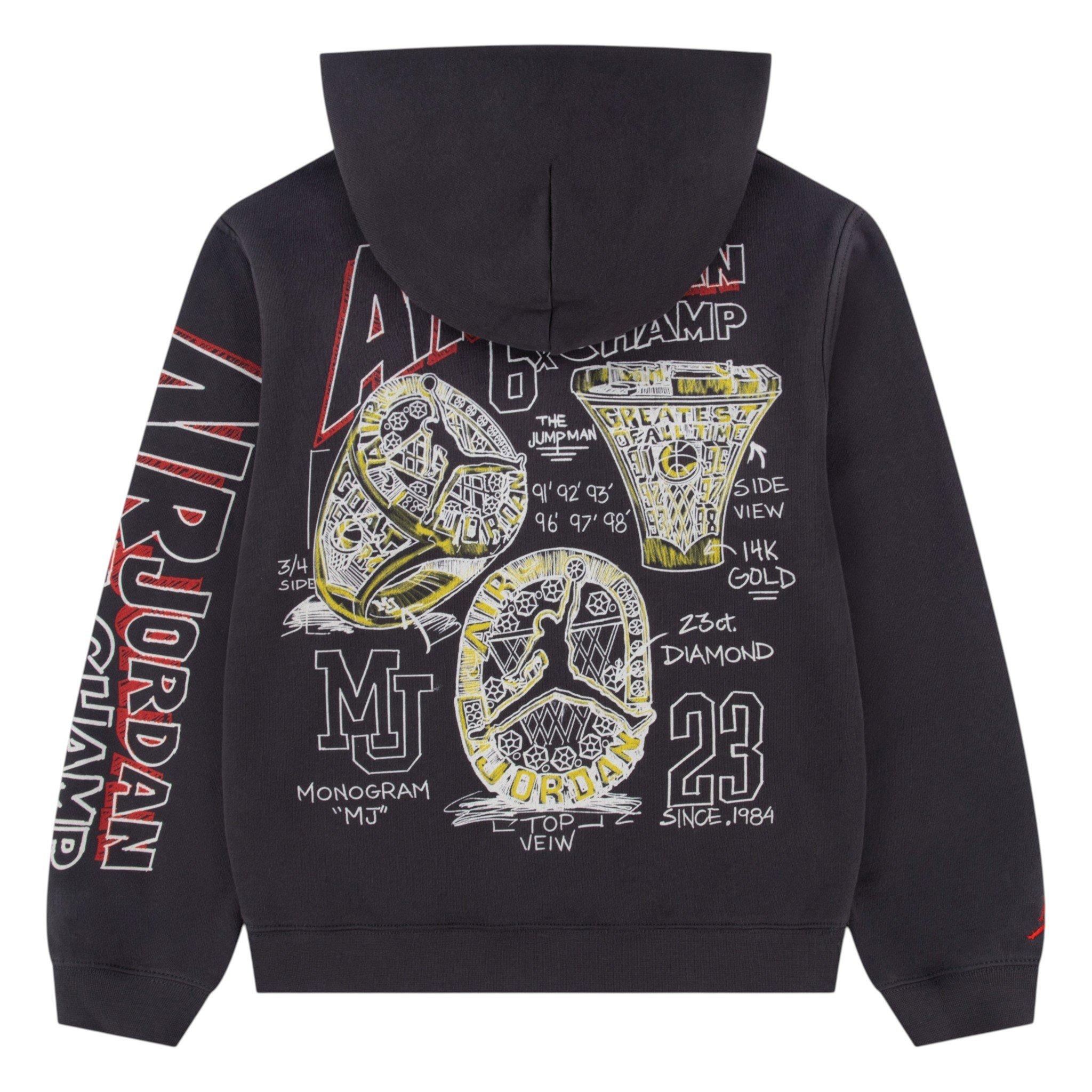 Jordan Big Boys' Bling Ring Hoodie - CHARCOAL