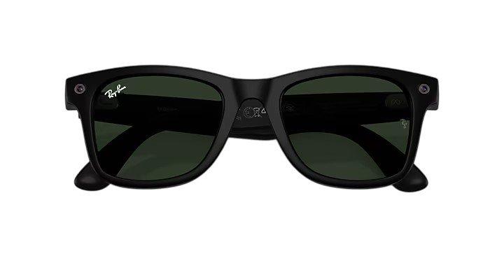Ray Ban Wayfarer Meta Gen 3 Large Sunglasses - Matte Black/Green - BLACK