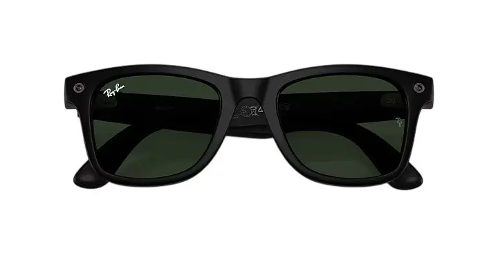 Ray Ban Wayfarer Meta Gen 3 Large Sunglasses - Matte Black/Green - BLACK