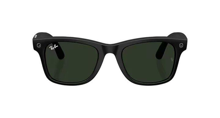 Ray Ban Wayfarer Meta Gen 3 Large Sunglasses - Matte Black/Green - BLACK