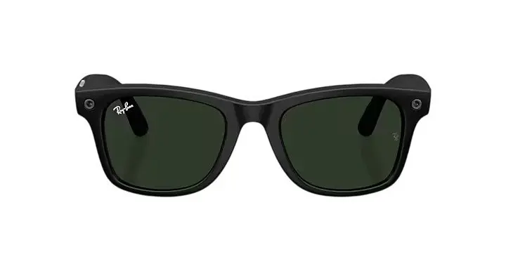 Ray Ban Wayfarer Meta Gen 3 Large Sunglasses - Matte Black/Green - BLACK