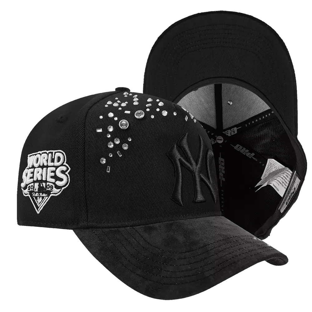 Pro Standard New York Yankees Iced Out Triple Black Snapback Hat - Black - BLACK