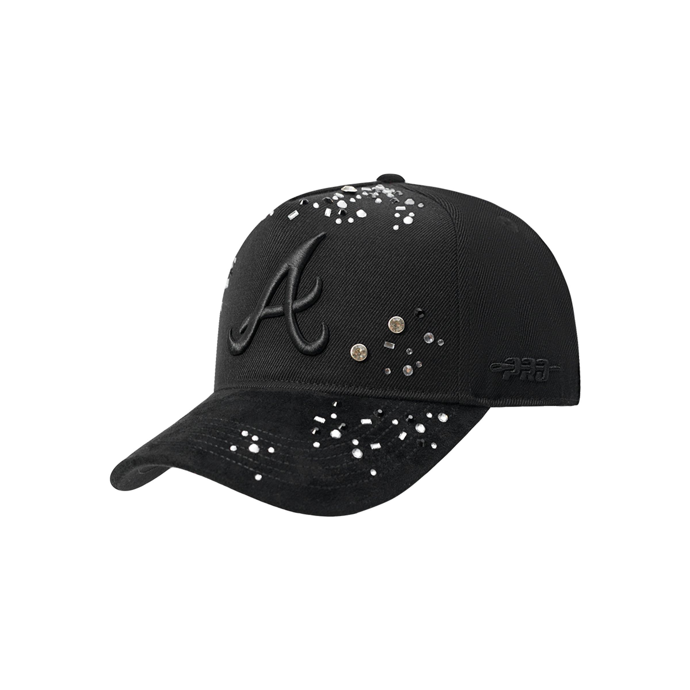 Pro Standard Atlanta Braves Iced Out Triple Black Snapback Hat - Black - BLACK