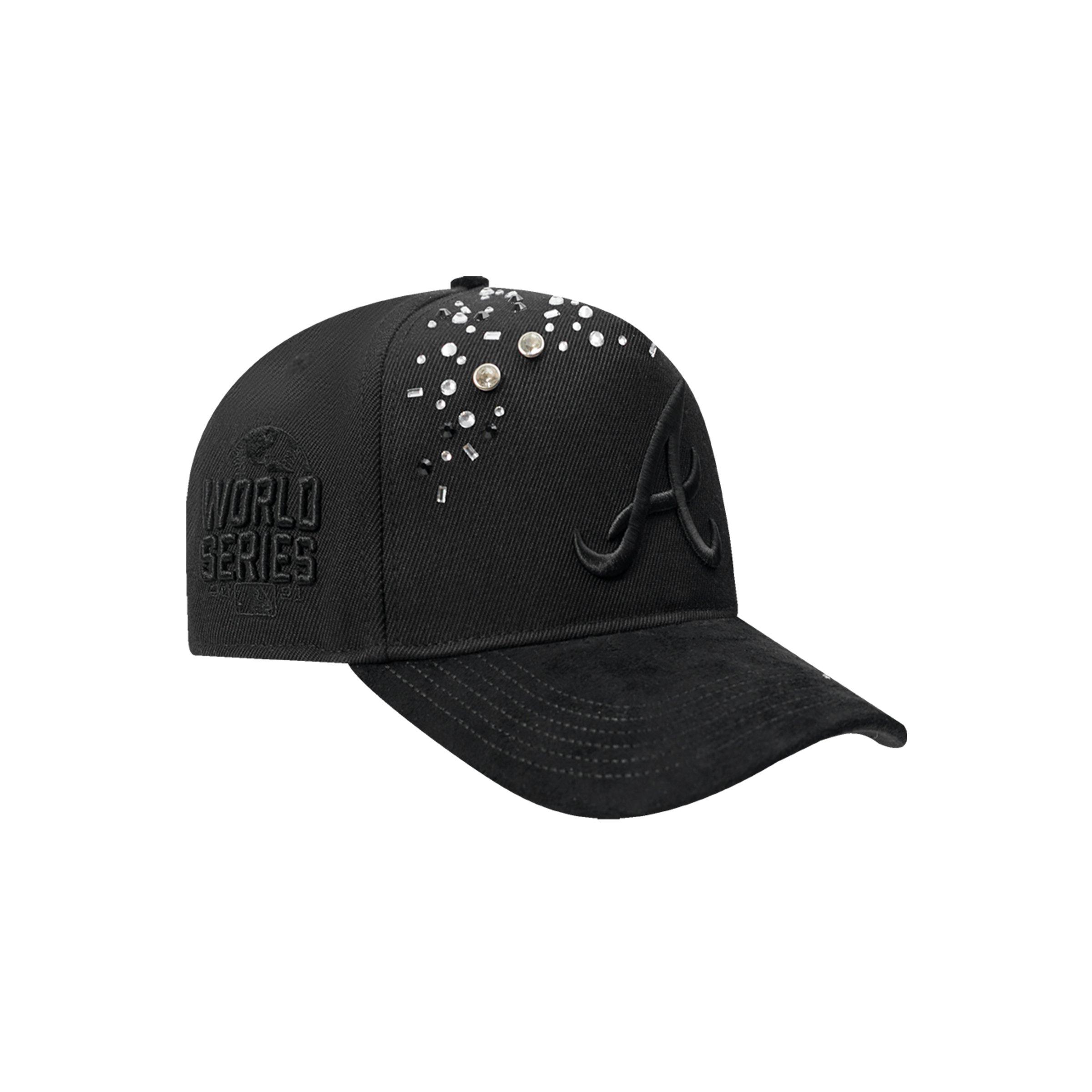 Pro Standard Atlanta Braves Iced Out Triple Black Snapback Hat - Black - BLACK