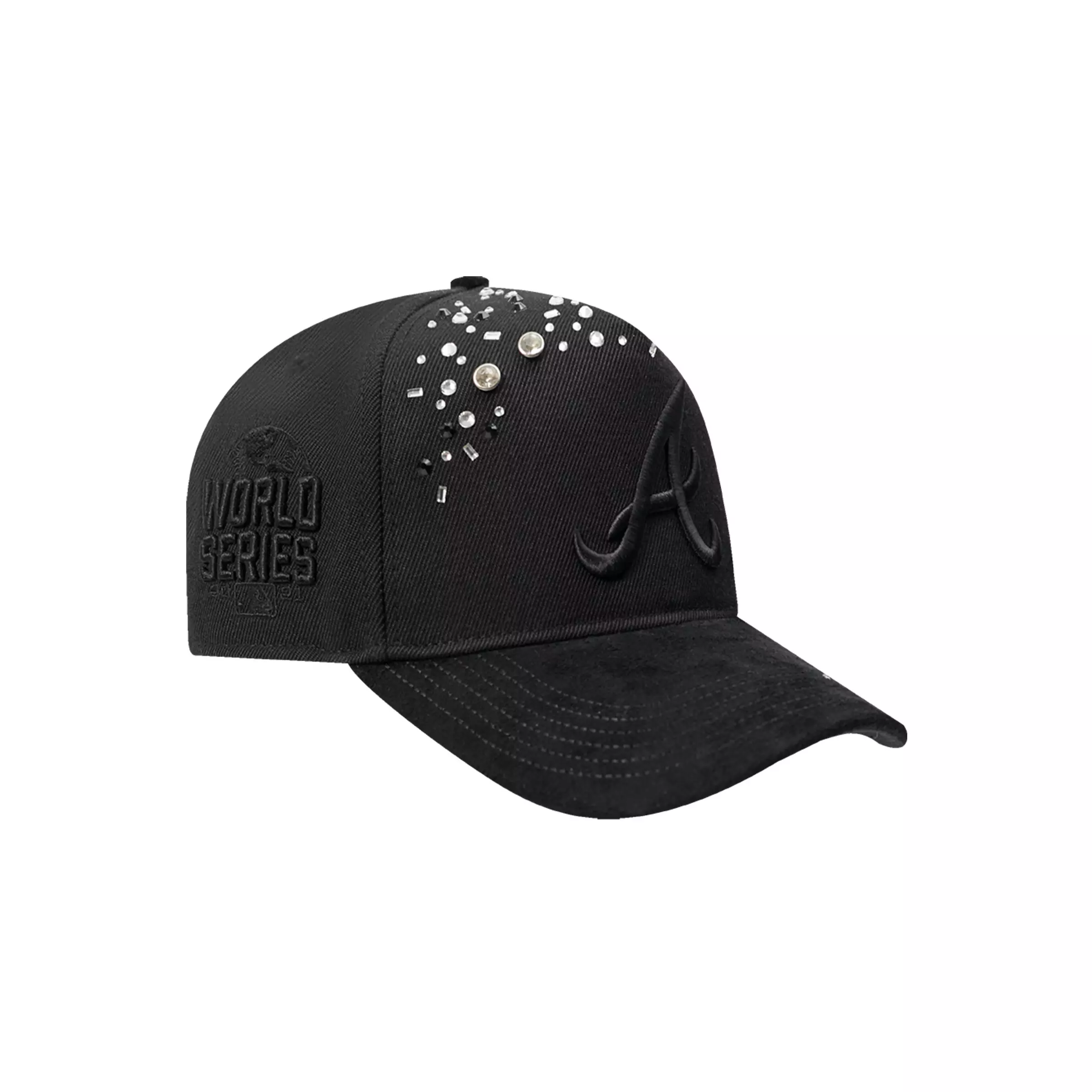 Pro Standard Atlanta Braves Iced Out Triple Black Snapback Hat - Black - BLACK