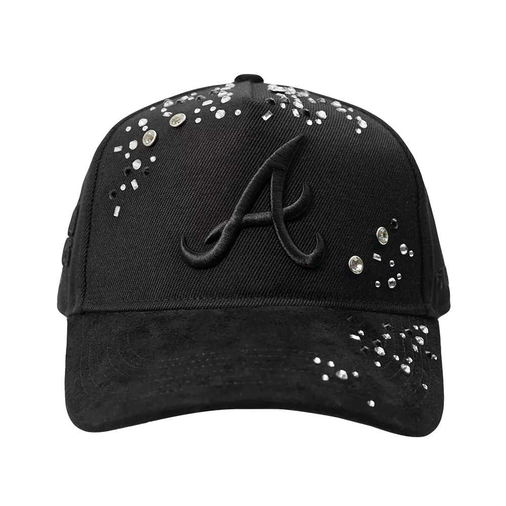 Pro Standard Atlanta Braves Iced Out Triple Black Snapback Hat - Black - BLACK