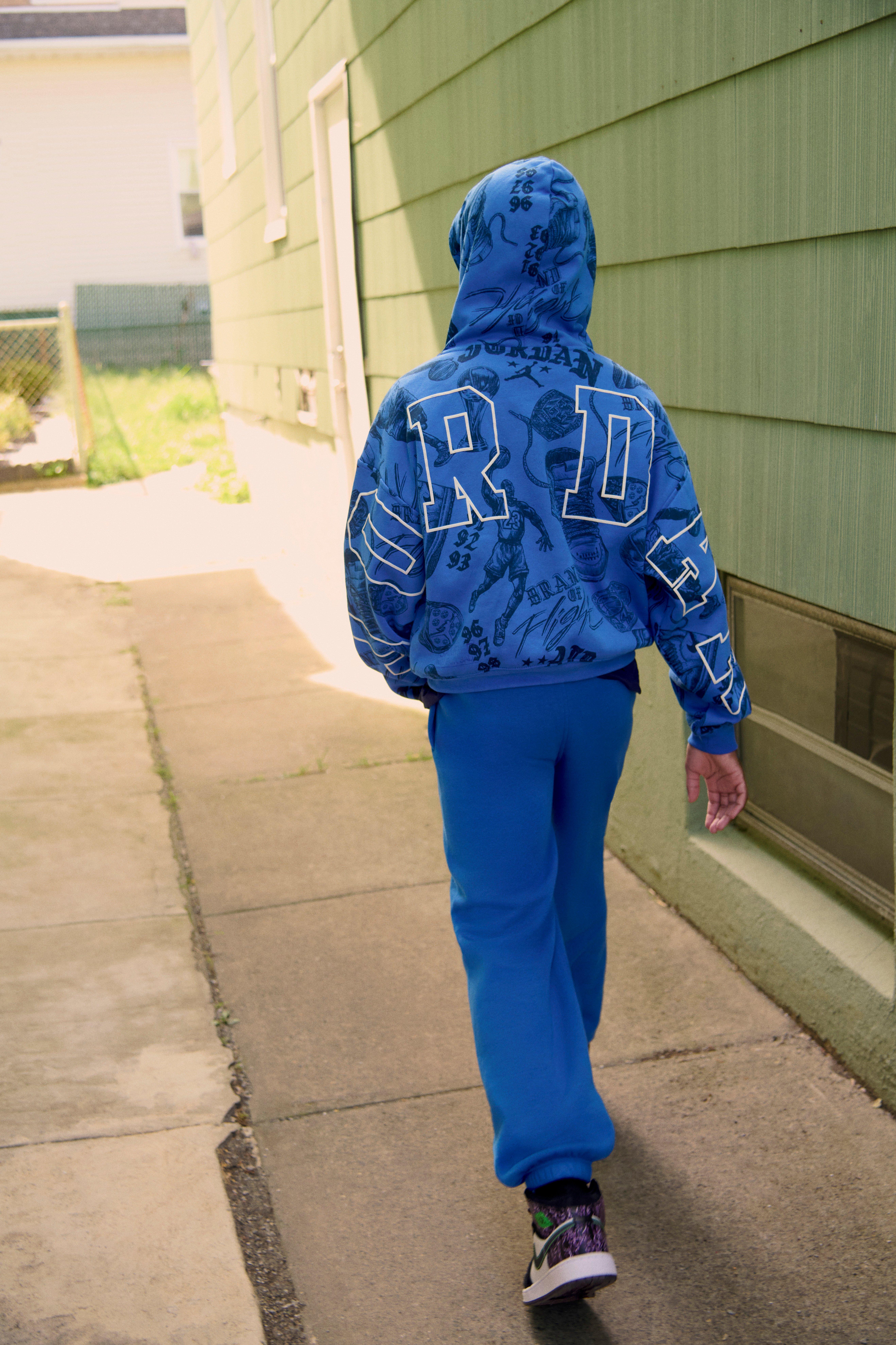 Jordan Big Boys' Fireside Fleece Pullover Hoodie - BLUE
