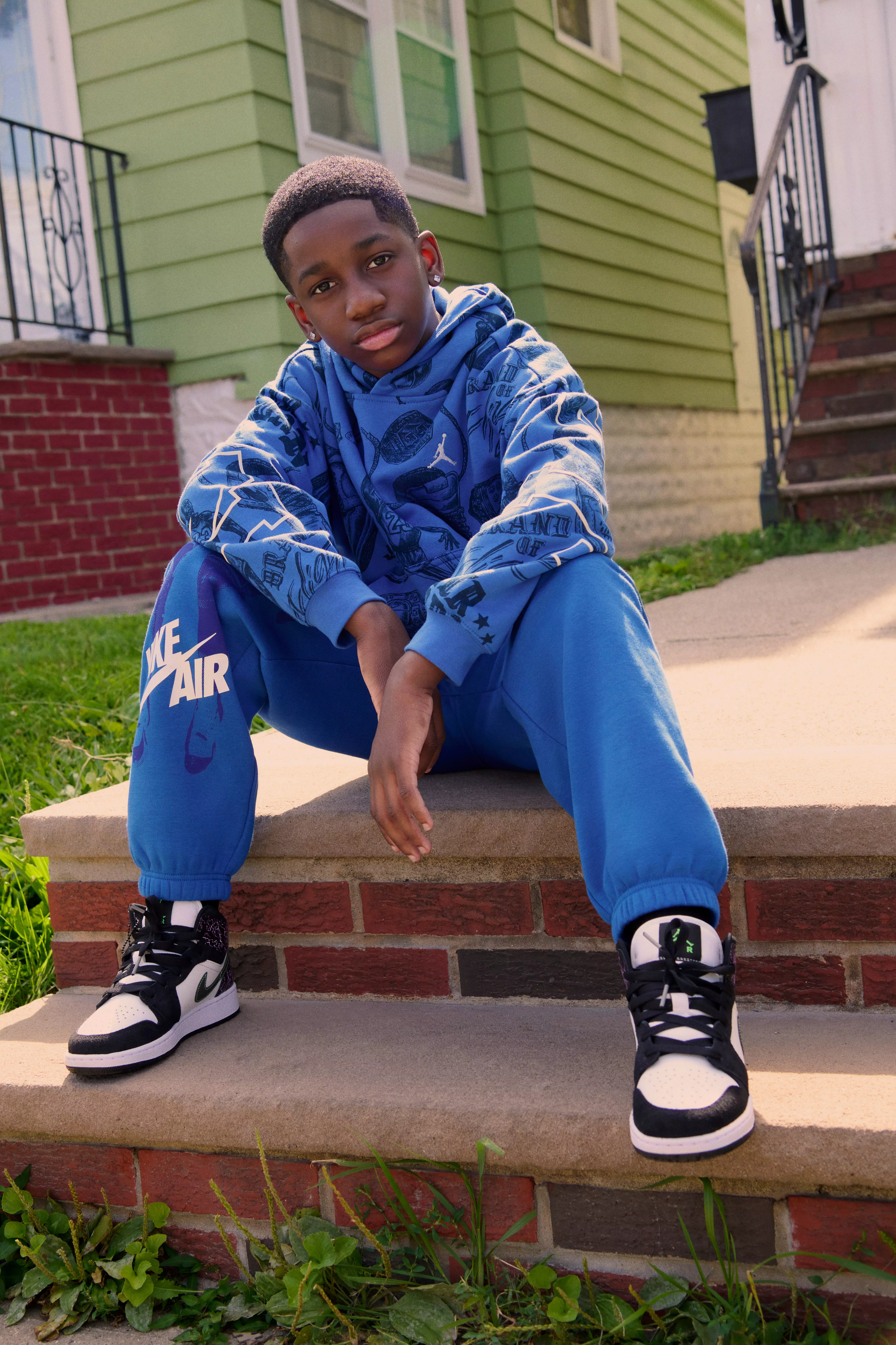 Jordan Big Boys' Fireside Fleece Pullover Hoodie - BLUE