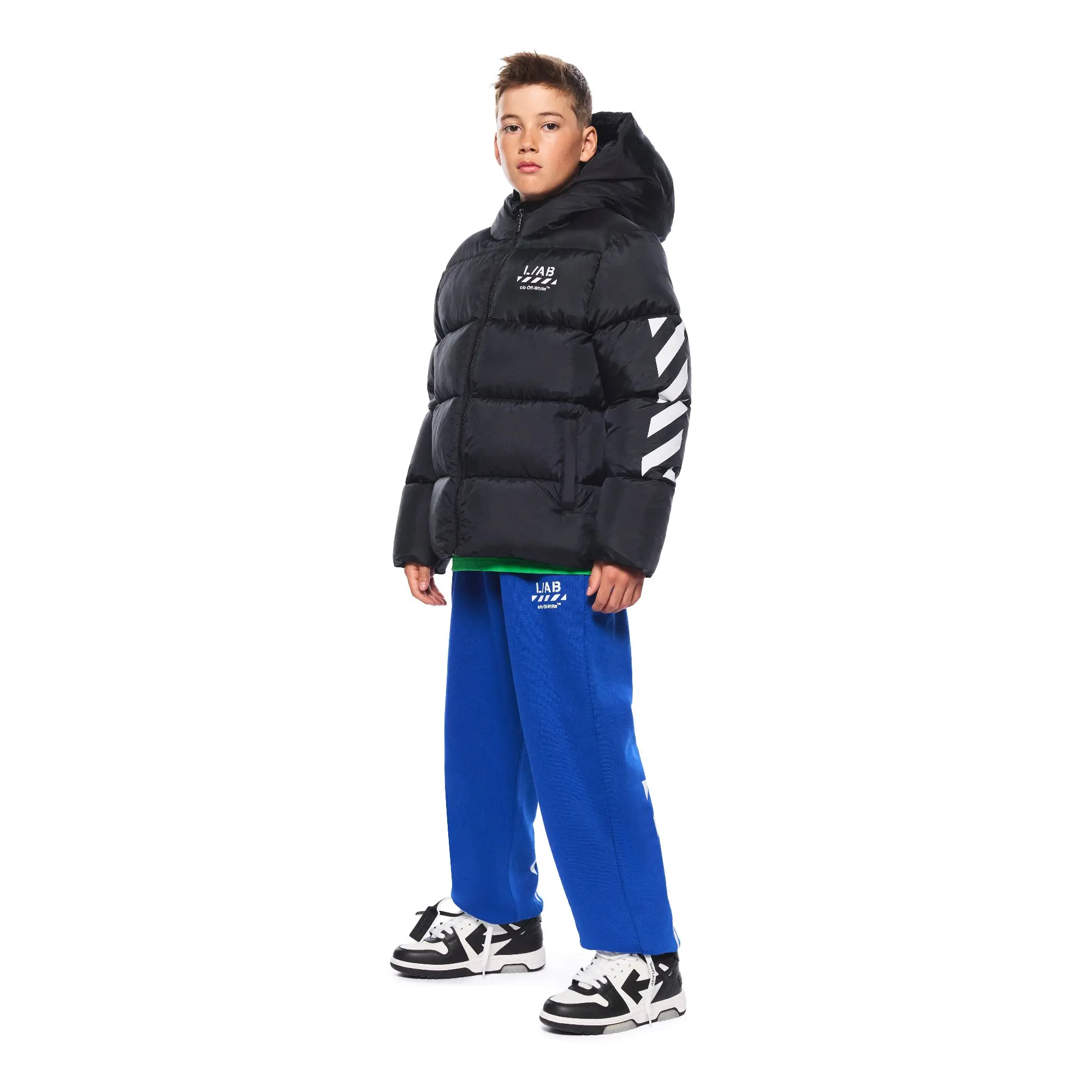 L/AB c/o Off-White Big Boys' Diagonal Puffer Jacket - BLACK