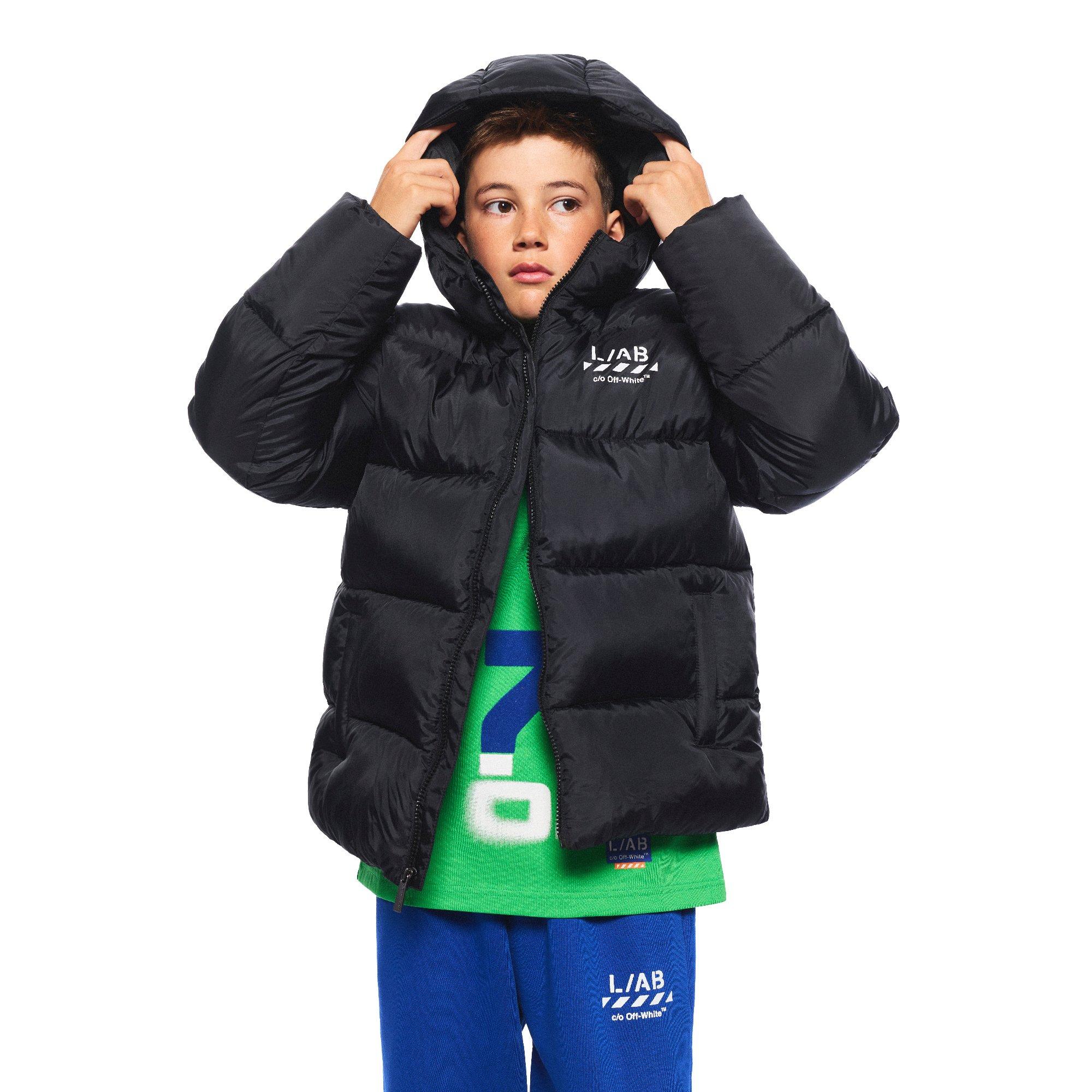 L/AB c/o Off-White Big Boys' Diagonal Puffer Jacket - BLACK