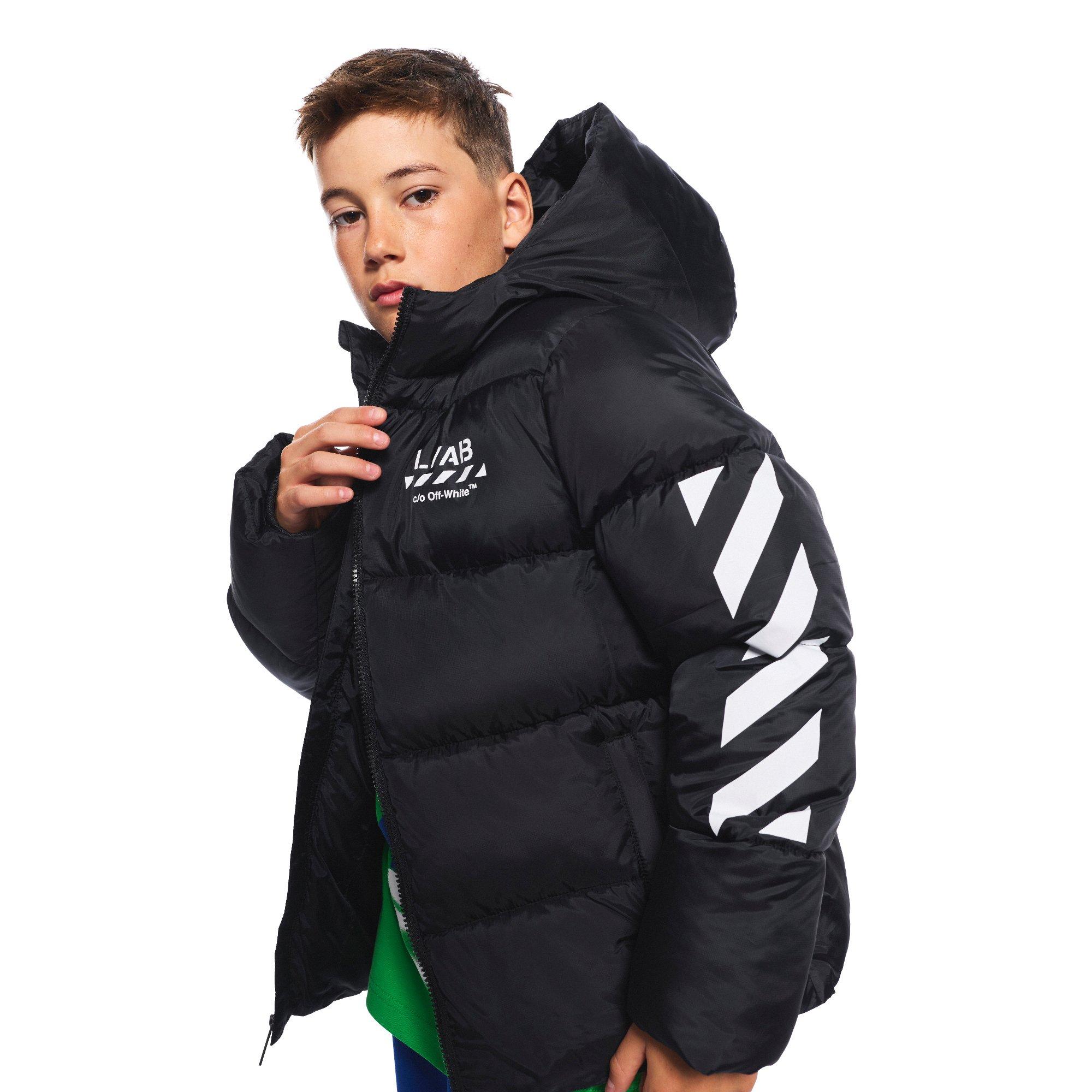 L/AB c/o Off-White Big Boys' Diagonal Puffer Jacket - BLACK