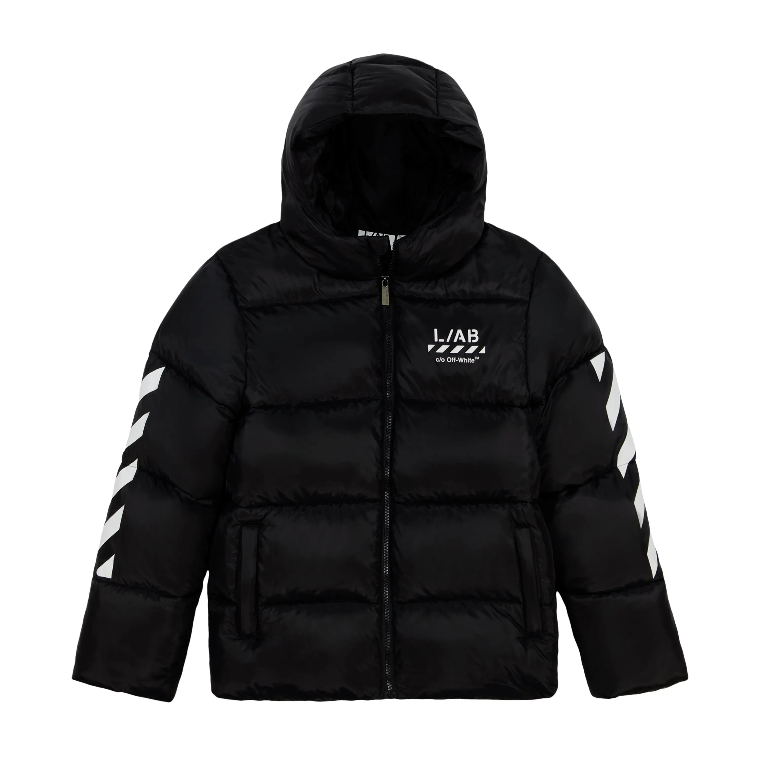 L/AB c/o Off-White Big Boys' Diagonal Puffer Jacket - BLACK