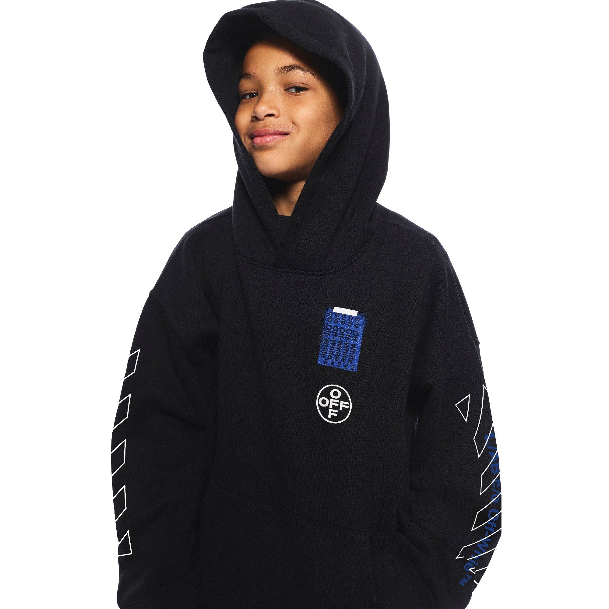 L/AB c/o Off-White Big Boys' Active Hoodie - BLACK/BLUE