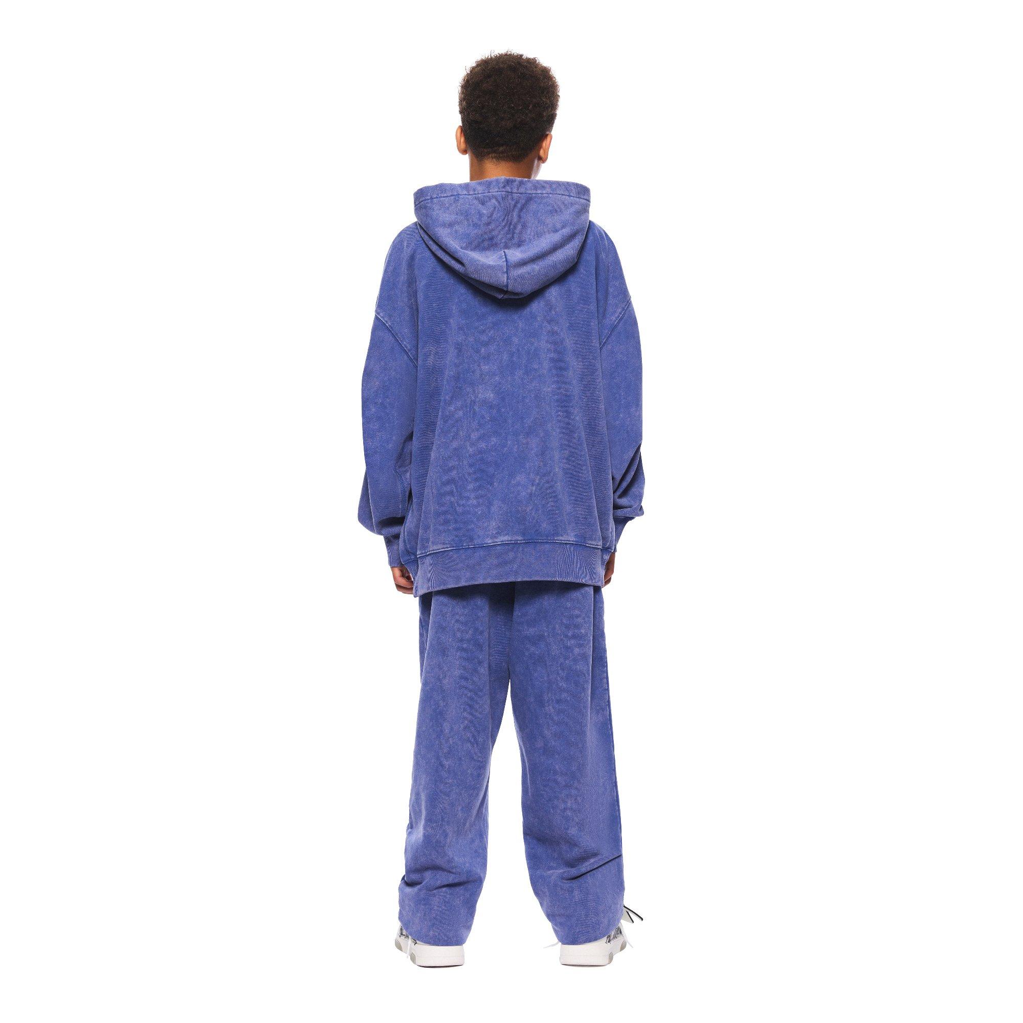 L/AB c/o Off-White Big Boys' Diagonal Garment Wash Hoodie - BLUE