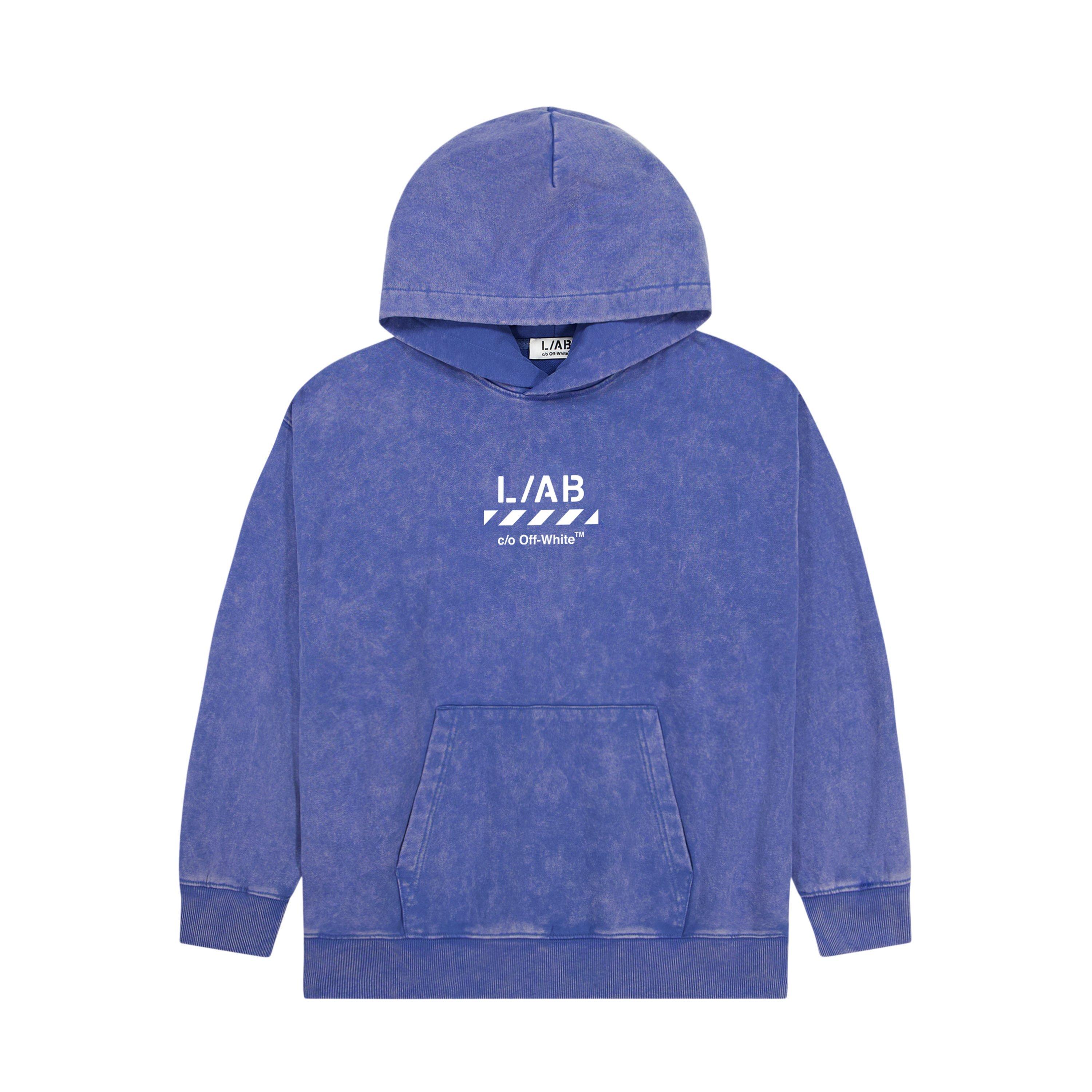L/AB c/o Off-White Big Boys' Diagonal Garment Wash&nbsp;Hoodie - BLUE