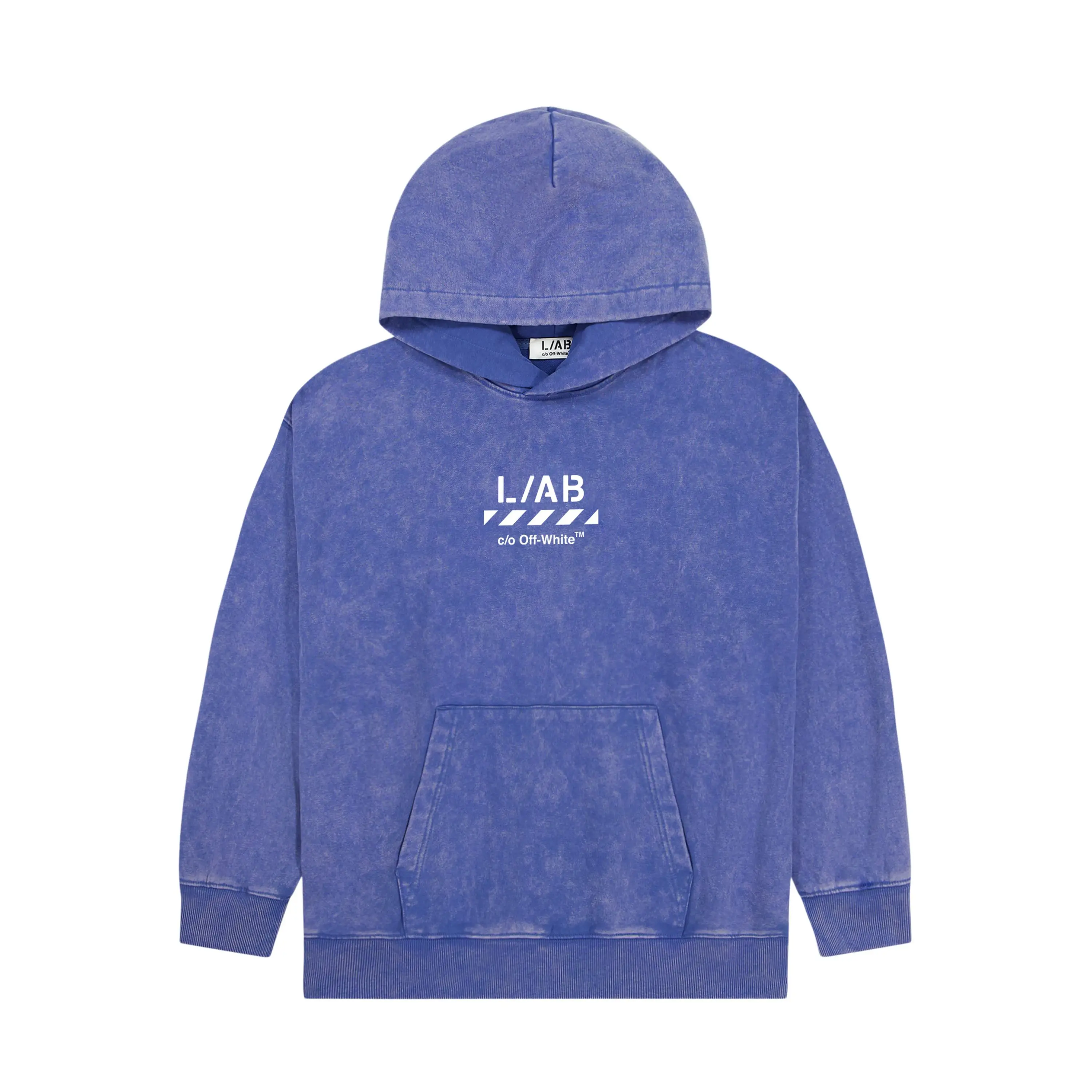 L/AB c/o Off-White Big Boys' Diagonal Garment Wash&nbsp;Hoodie - BLUE