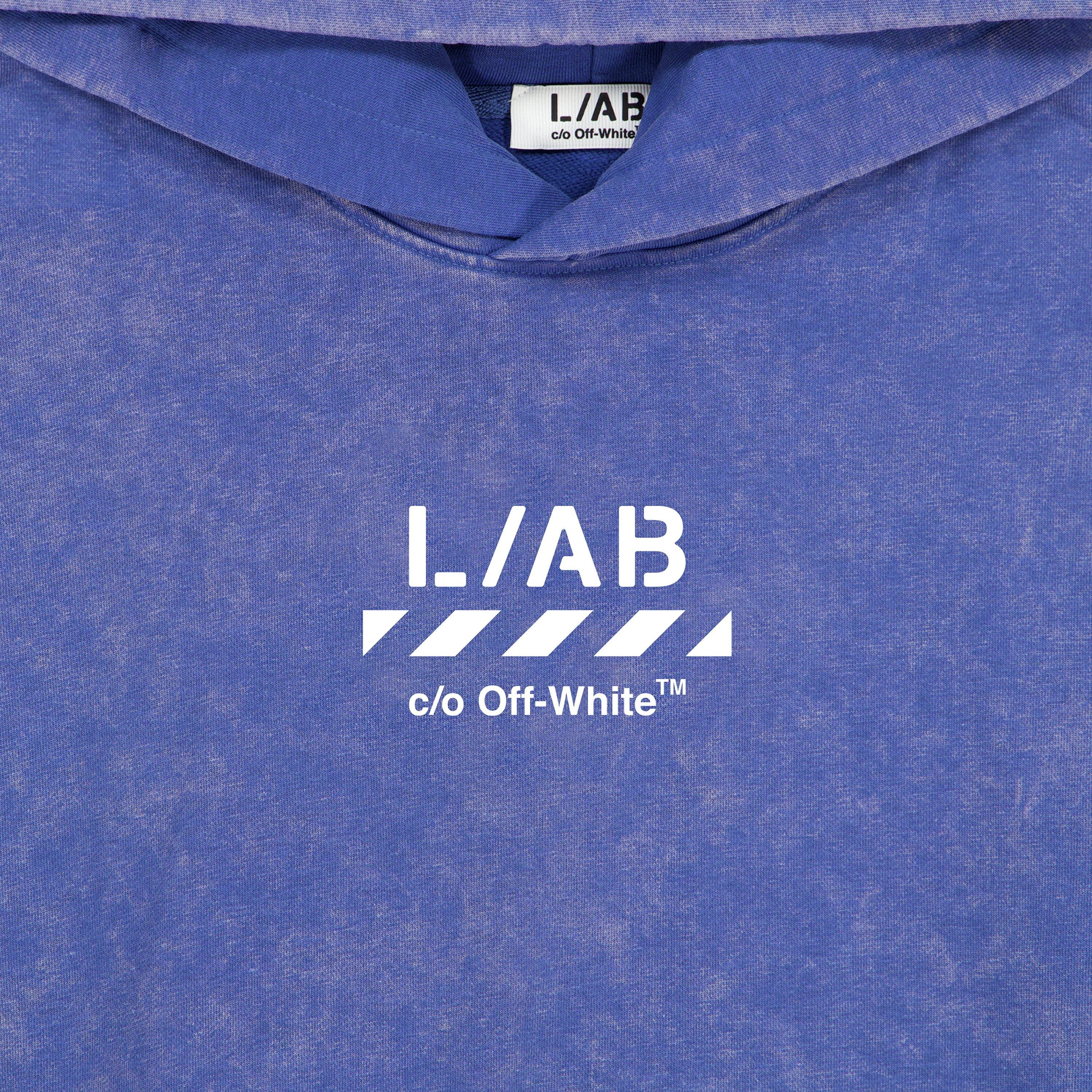 L/AB c/o Off-White Big Boys' Diagonal Garment Wash&nbsp;Hoodie - BLUE