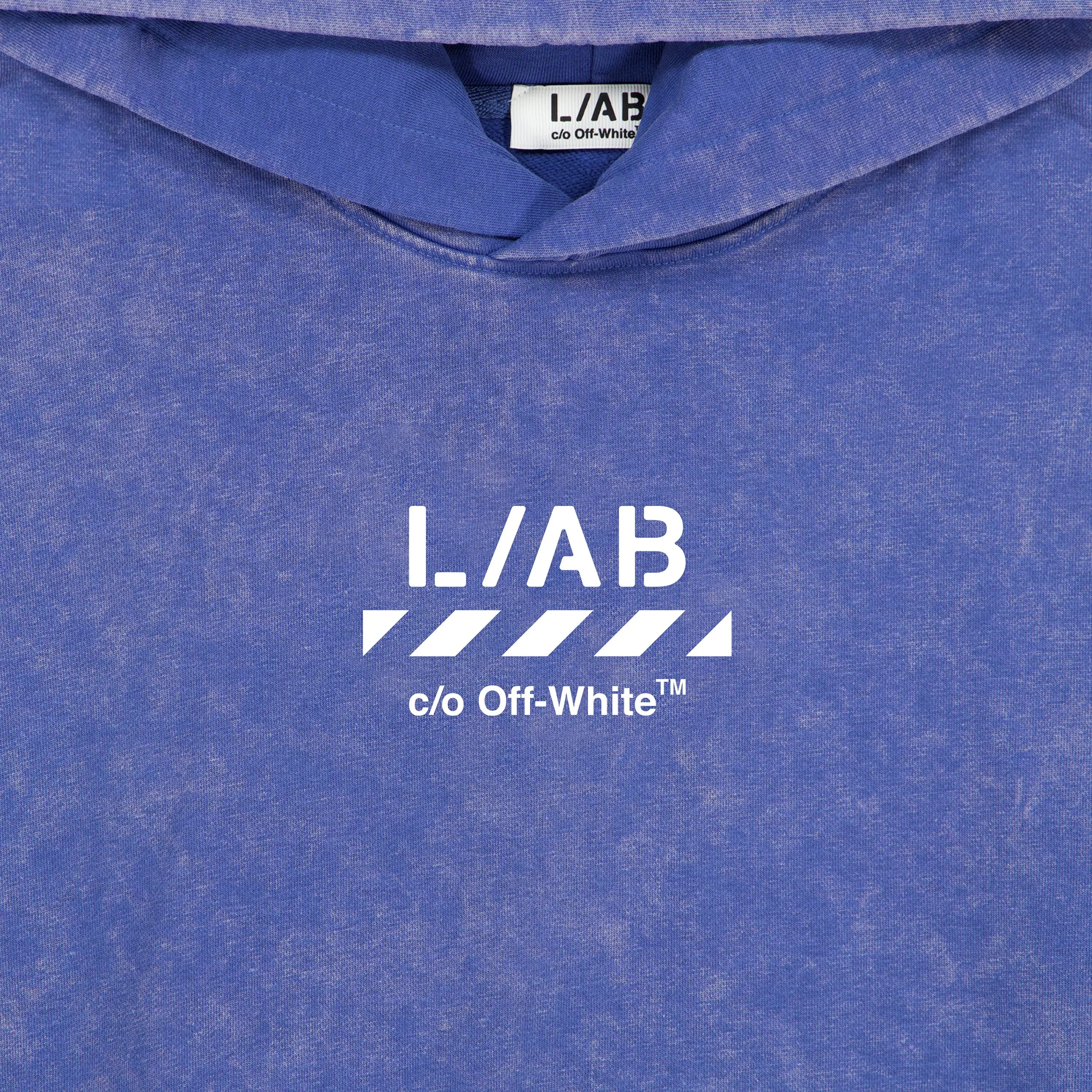 L/AB c/o Off-White Big Boys' Diagonal Garment Wash&nbsp;Hoodie - BLUE