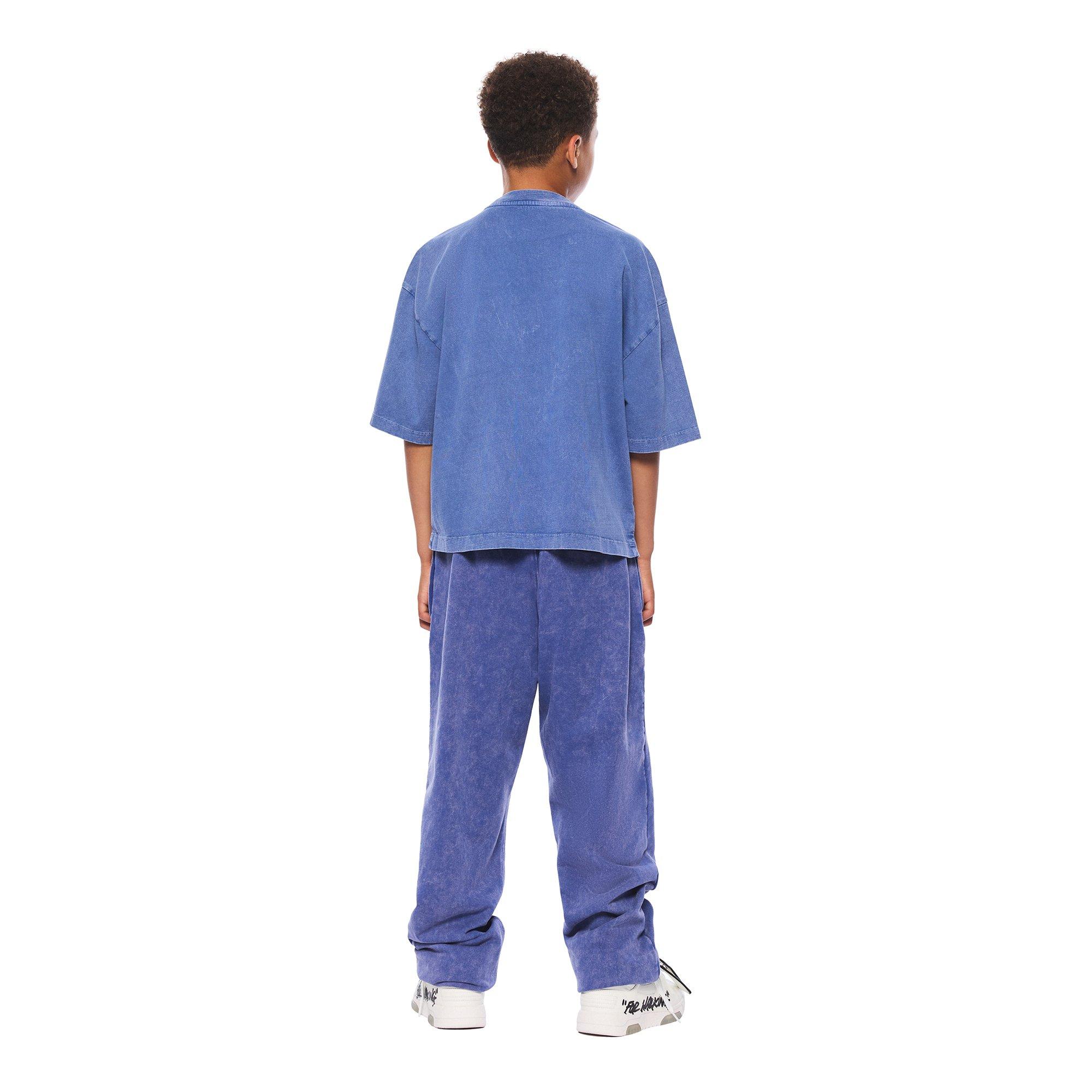 L/AB c/o Off-White Big Boys' Diagonal Garment Wash Tee - BLUE