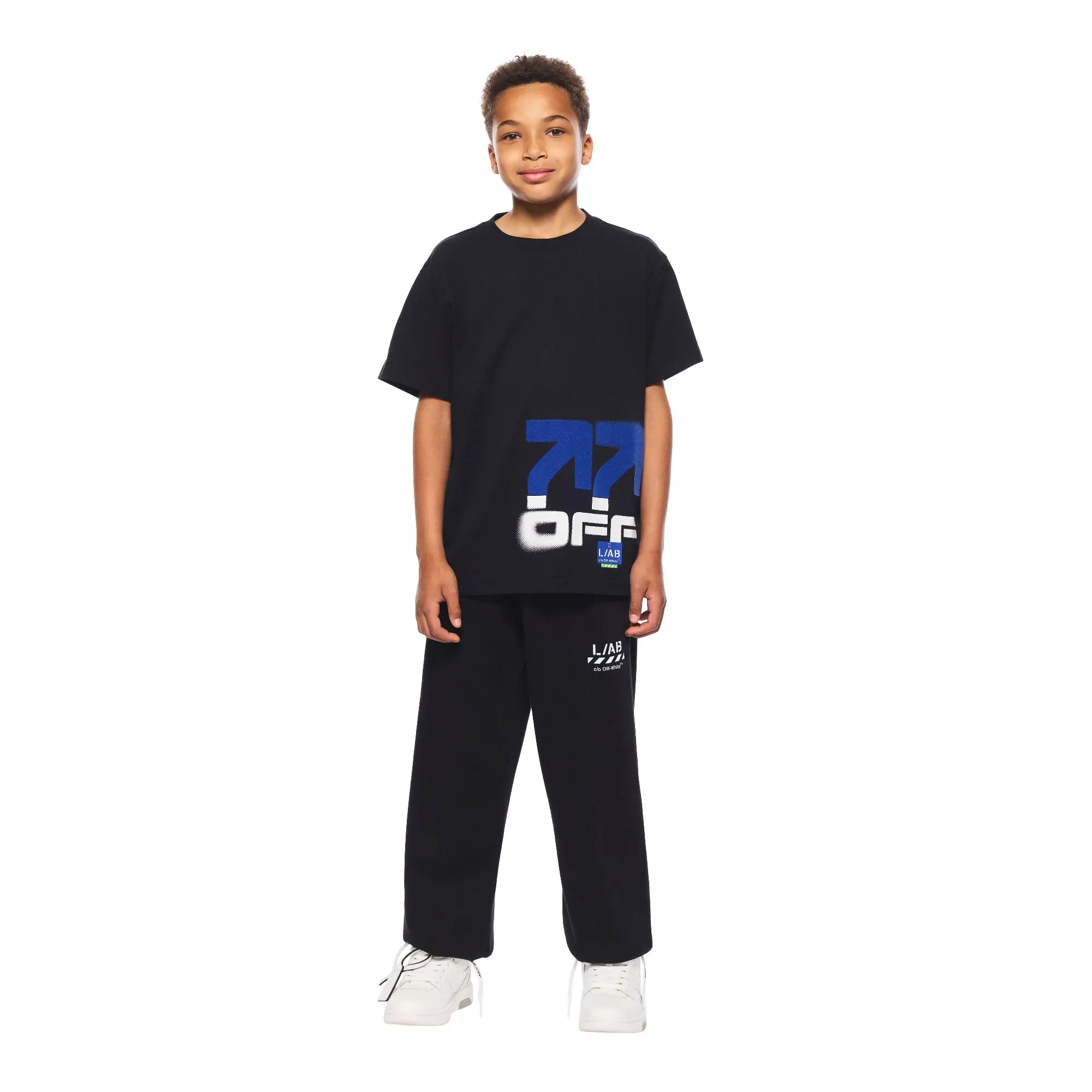L/AB c/o Off-White Big Boys'&nbsp;Stacked Tee - BLACK