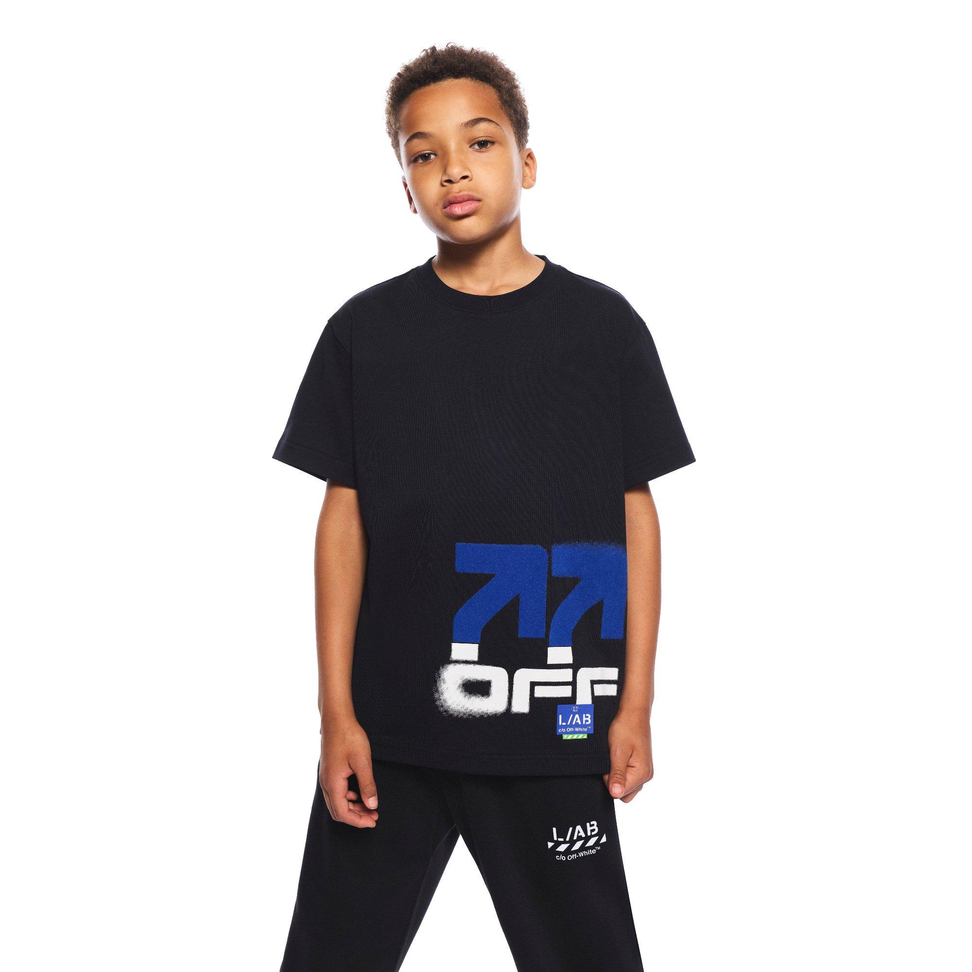 L/AB c/o Off-White Big Boys'&nbsp;Stacked Tee - BLACK