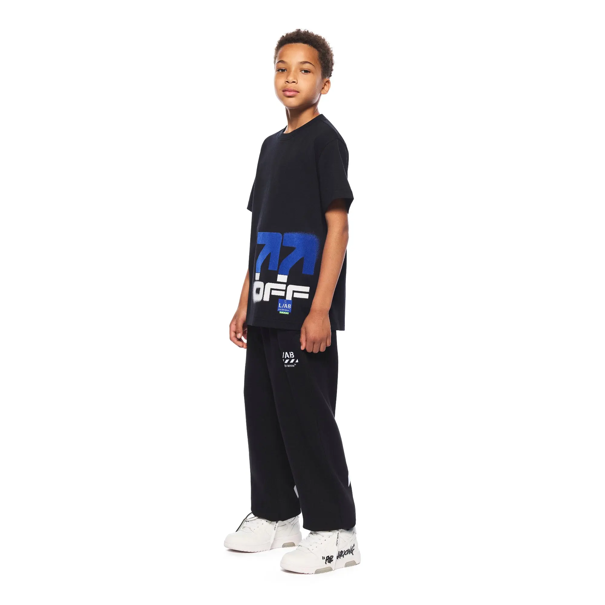 L/AB c/o Off-White Big Boys'&nbsp;Stacked Tee - BLACK