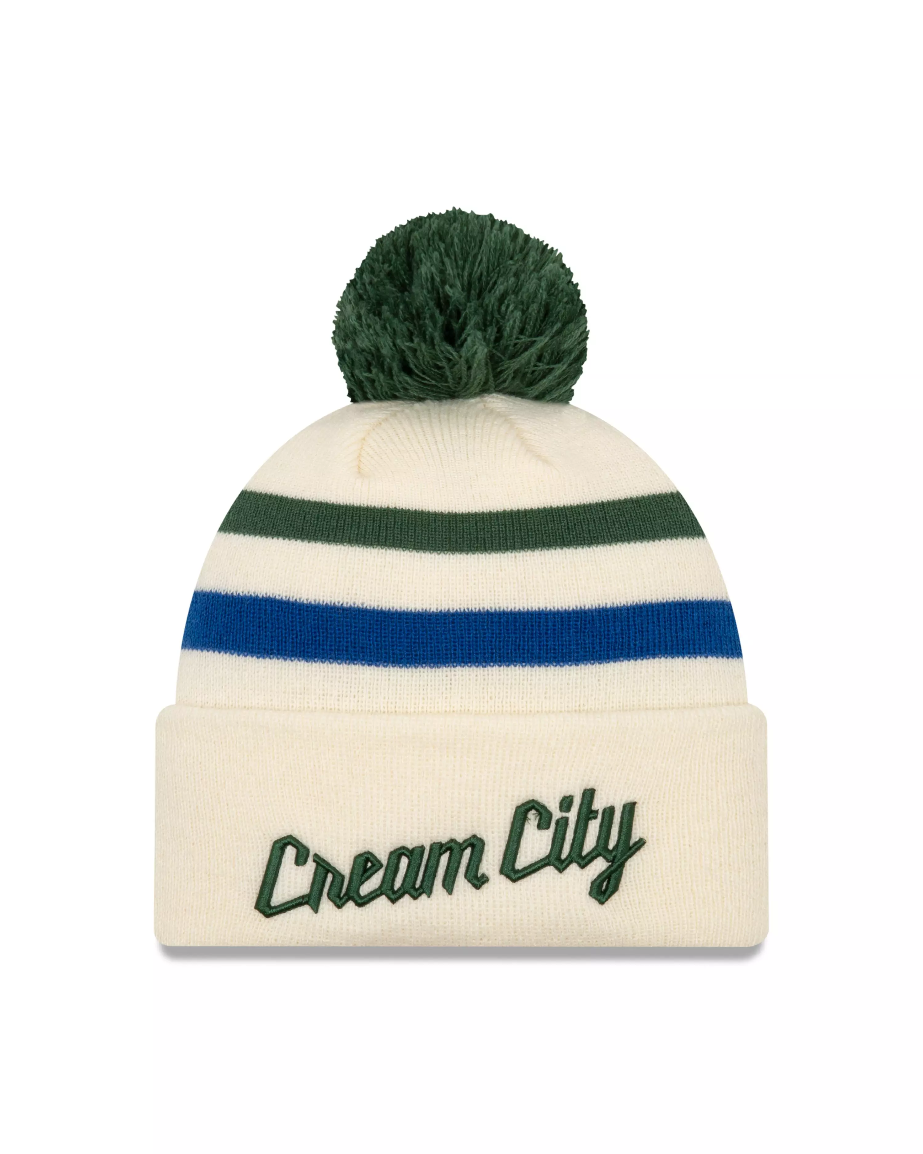 New Era Milwaukee Bucks City Series Pom Knit Beanie - BLACK