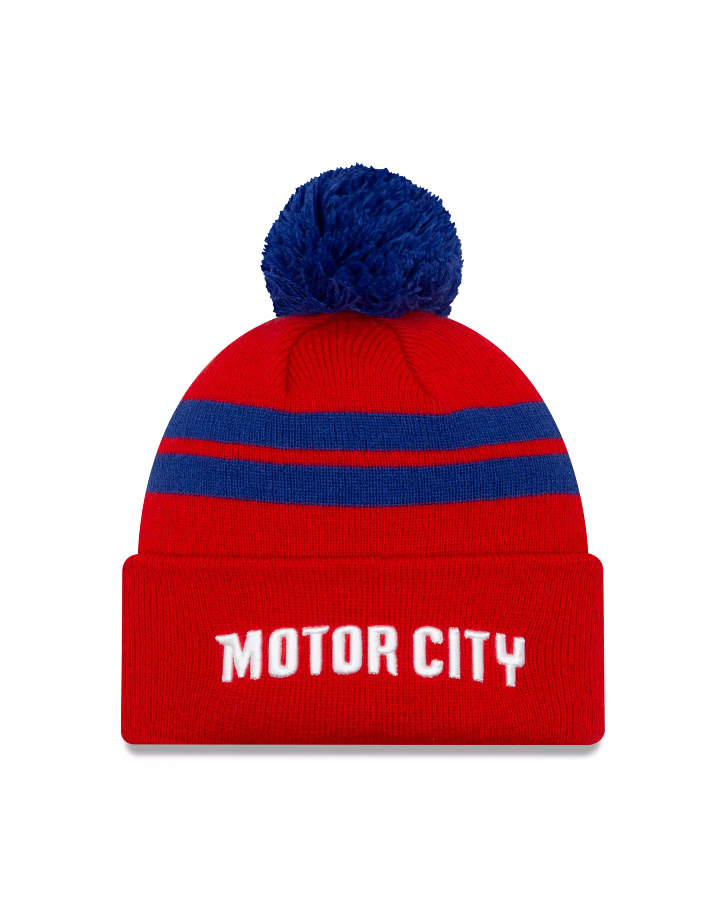 New Era Detroit Pistons City Series Pom Knit Beanie - RED