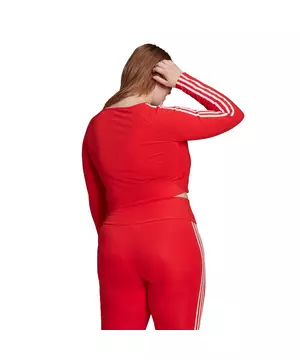 Women\'s City Originals Gear adidas Sleeve - Long Adicolor Tee-Red/Black Hibbett Classics |