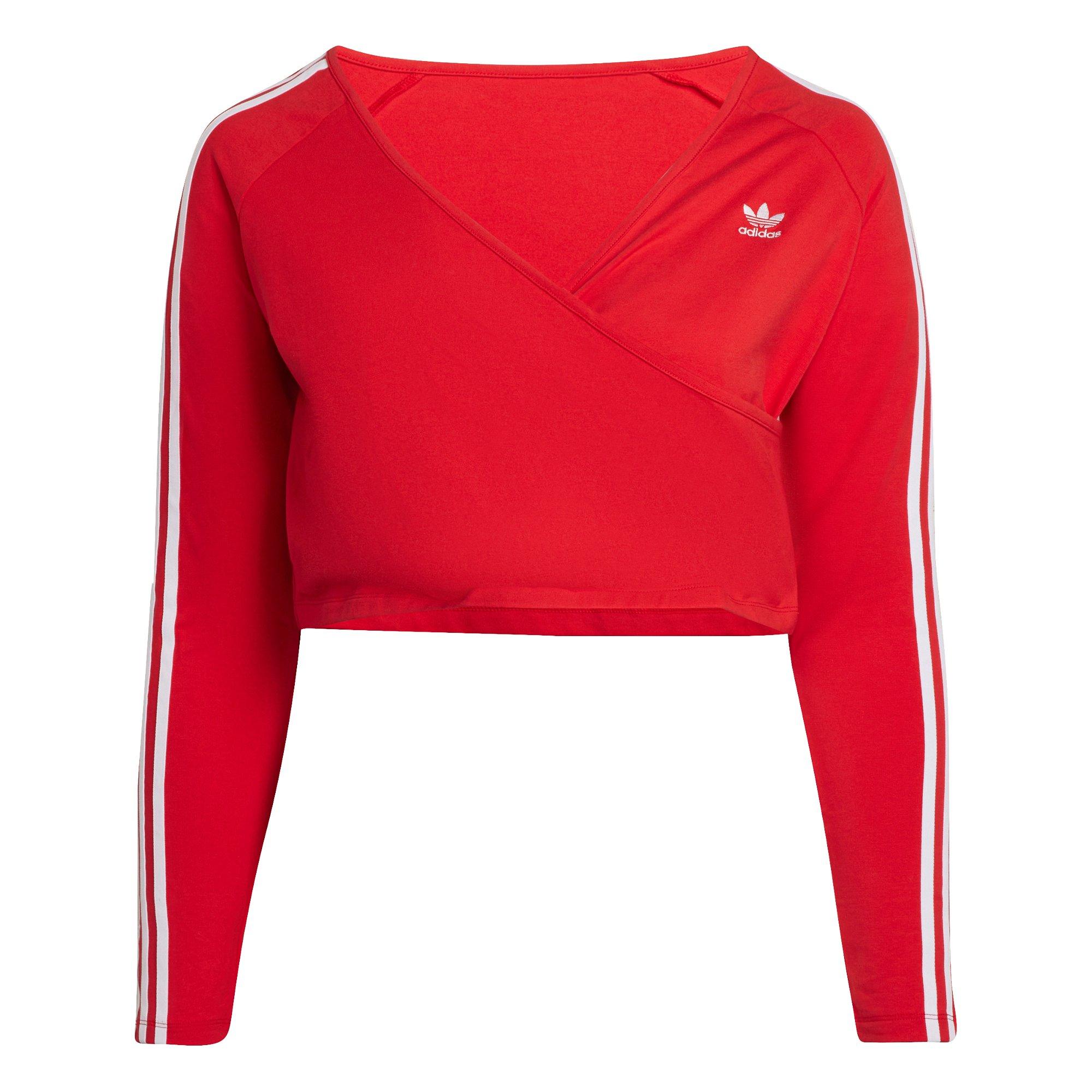 adidas Originals Women\'s Adicolor Classics Long Sleeve Tee-Red/Black -  Hibbett | City Gear