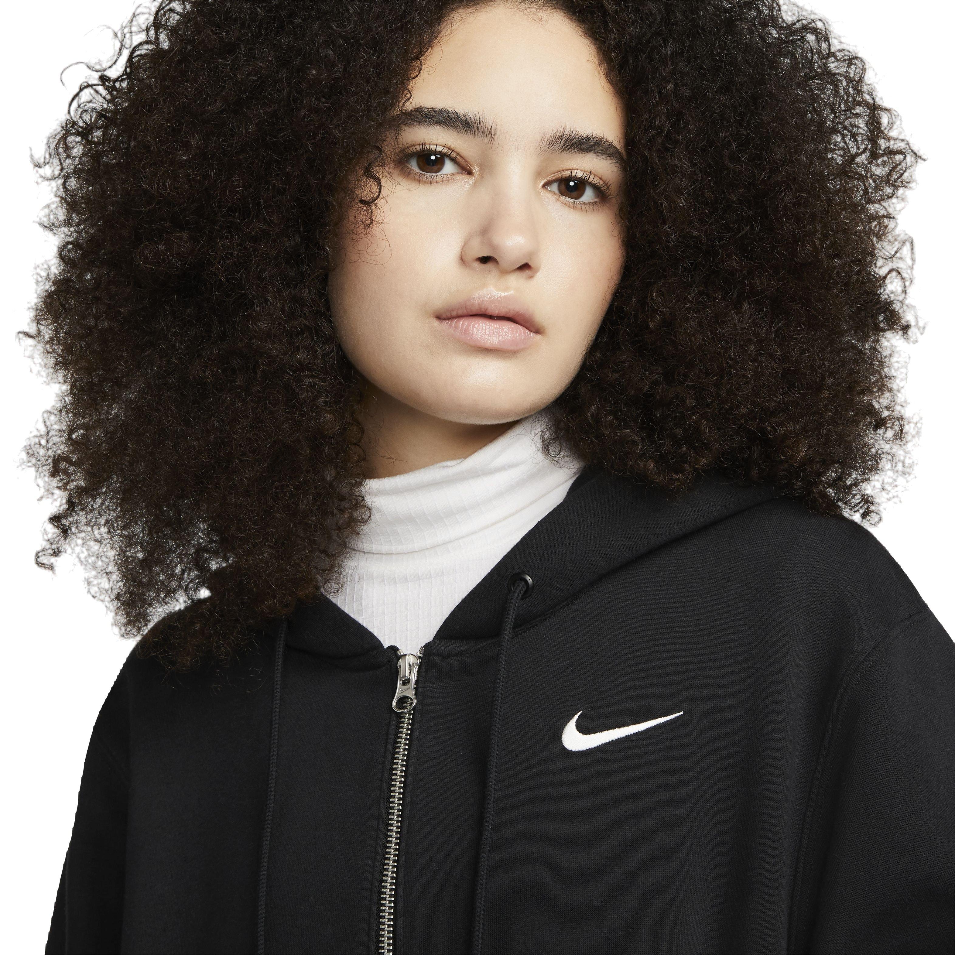 Nike Women's Sportswear Phoenix Fleece Oversized Long Full-Zip Jacket - BLACK Thumbnail View 3