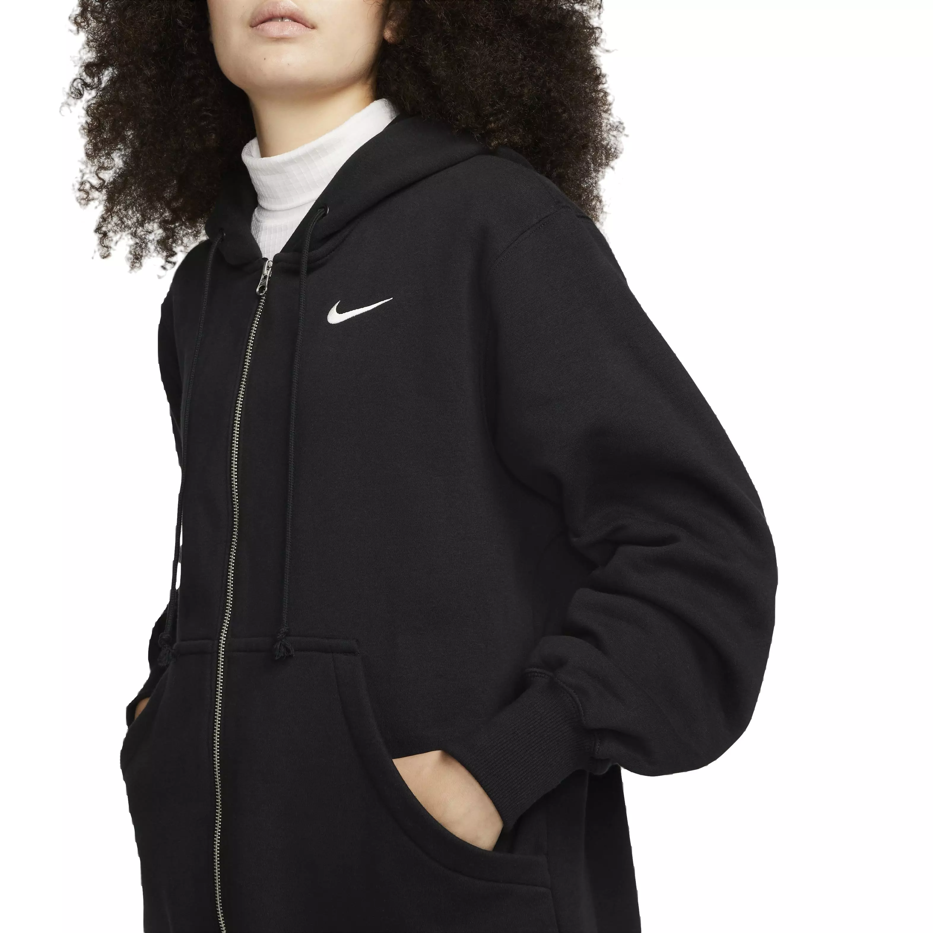 Nike Women's Sportswear Phoenix Fleece Oversized Long Full-Zip Jacket - BLACK