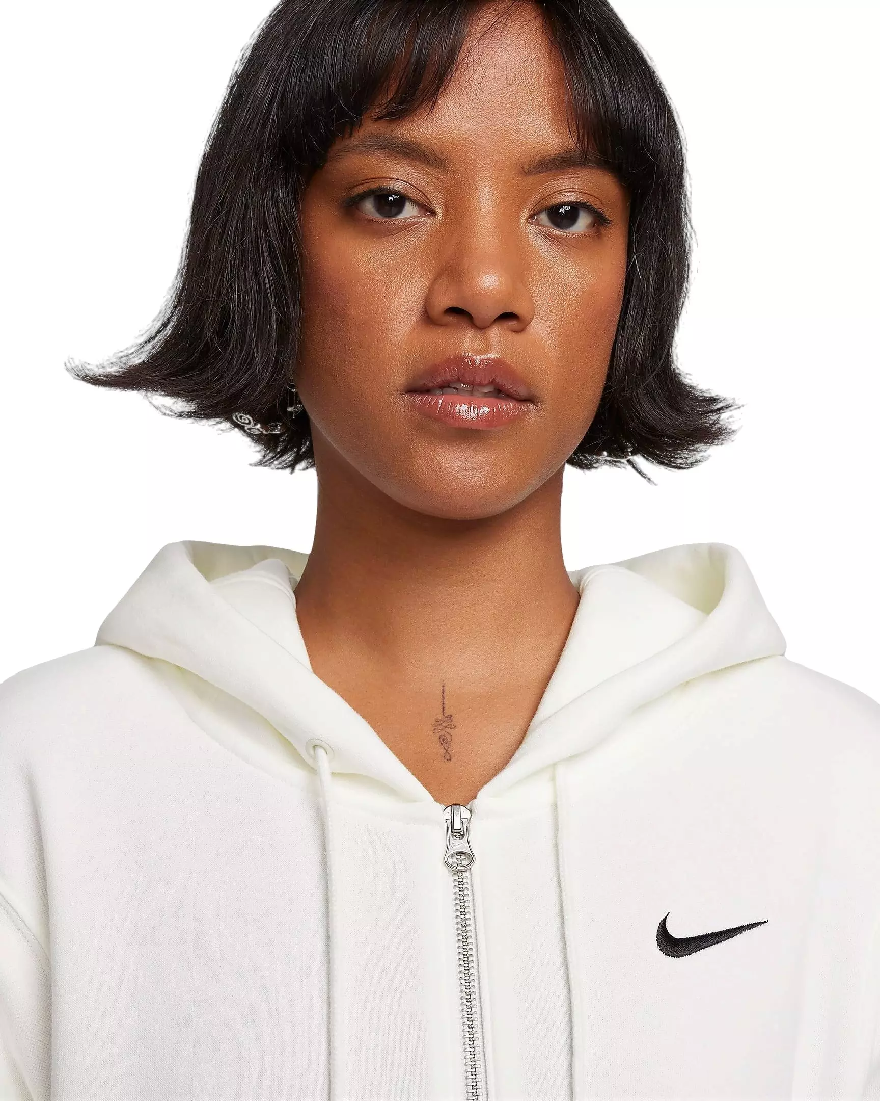 Nike Women's Sportswear Phoenix Fleece Oversized Long Full-Zip Jacket - WHITE
