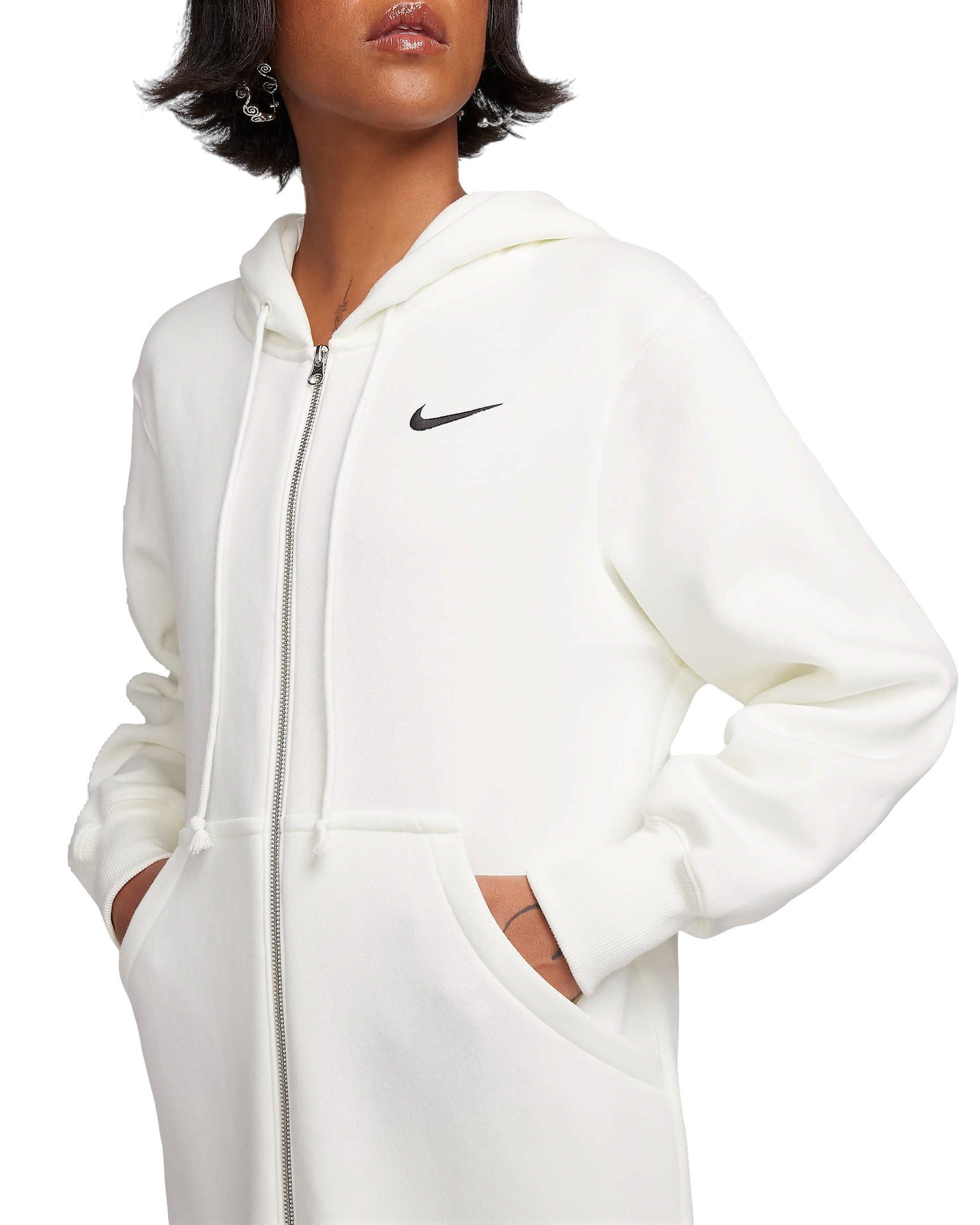 Nike Women's Sportswear Phoenix Fleece Oversized Long Full-Zip Jacket - WHITE Thumbnail View 4