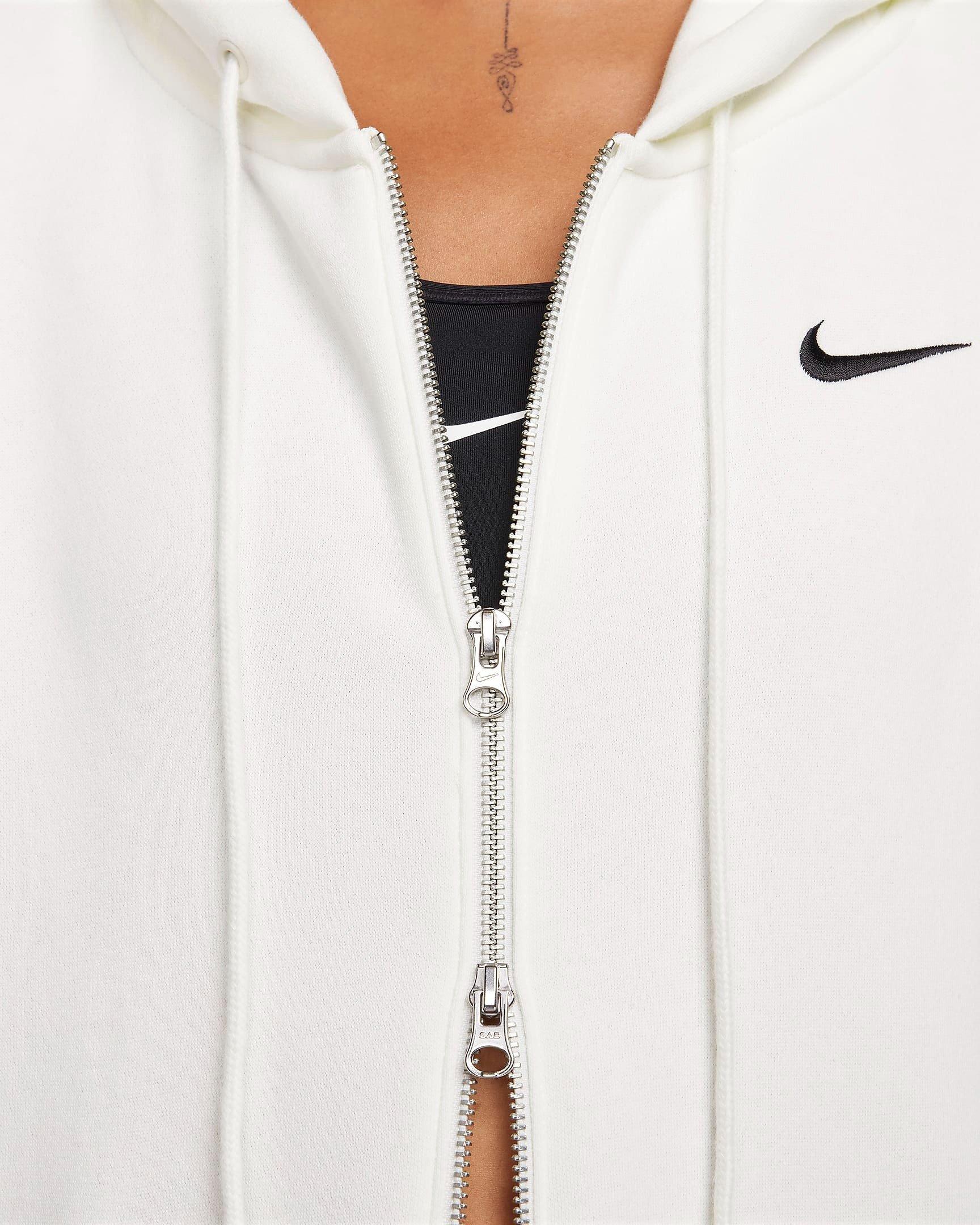 Nike Women's Sportswear Phoenix Fleece Oversized Long Full-Zip Jacket - WHITE Thumbnail View 5