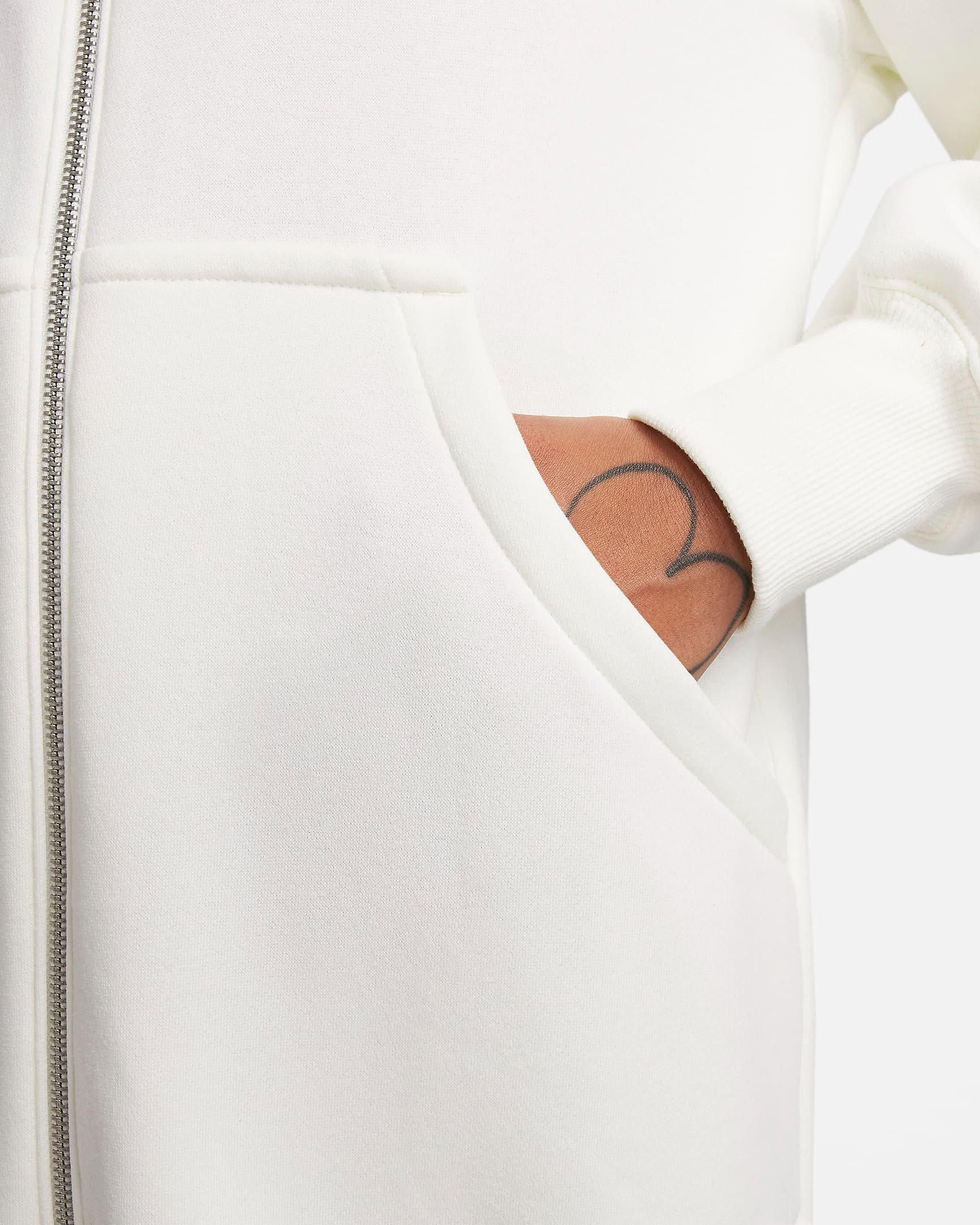 Nike Women's Sportswear Phoenix Fleece Oversized Long Full-Zip Jacket - WHITE Thumbnail View 6