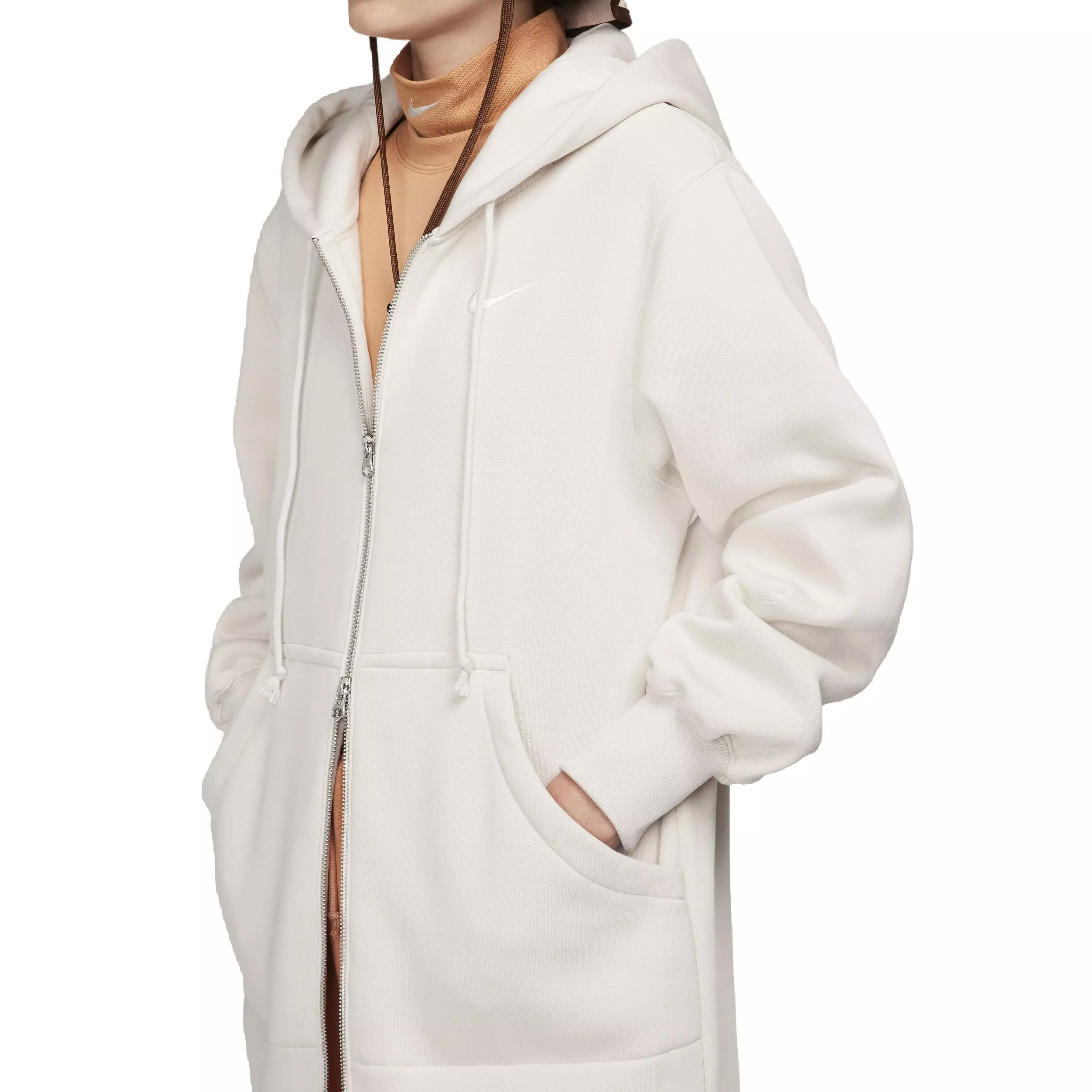 Nike Women's Sportswear Phoenix Fleece Oversized Long Full-Zip Jacket - BROWN