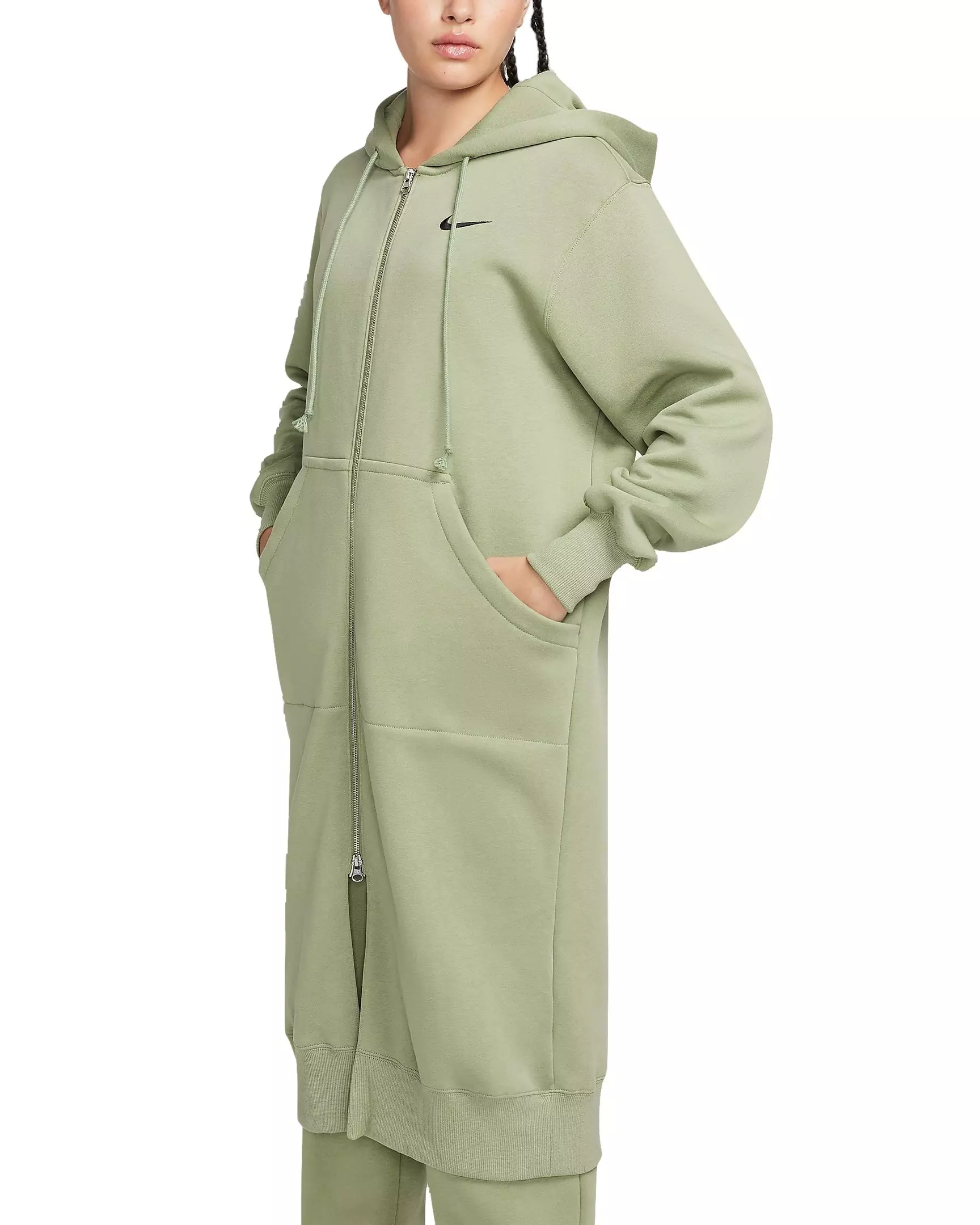 Nike Women's Sportswear Phoenix Fleece Oversized Long Full-Zip Jacket - GREEN
