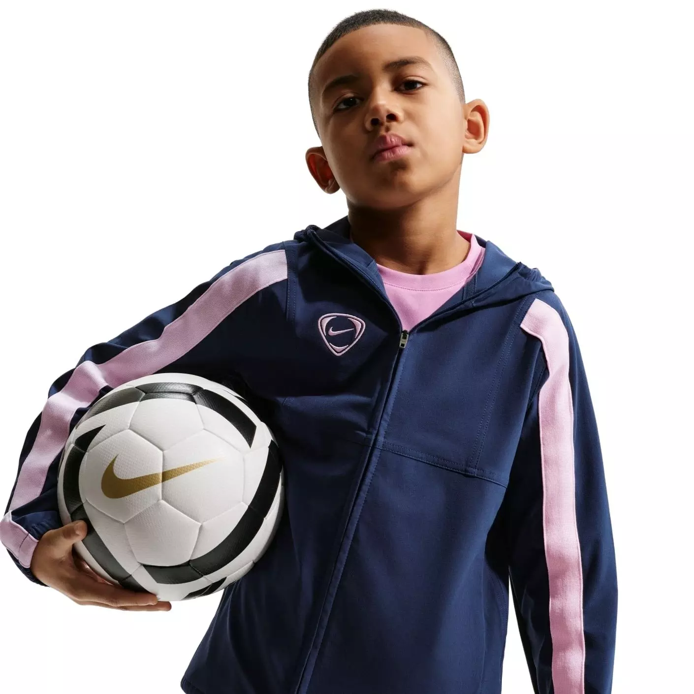 Nike Big Kids' Energy Repel Water-Resistant Woven Soccer Jacket - Navy/Pink - NAVY/PINK